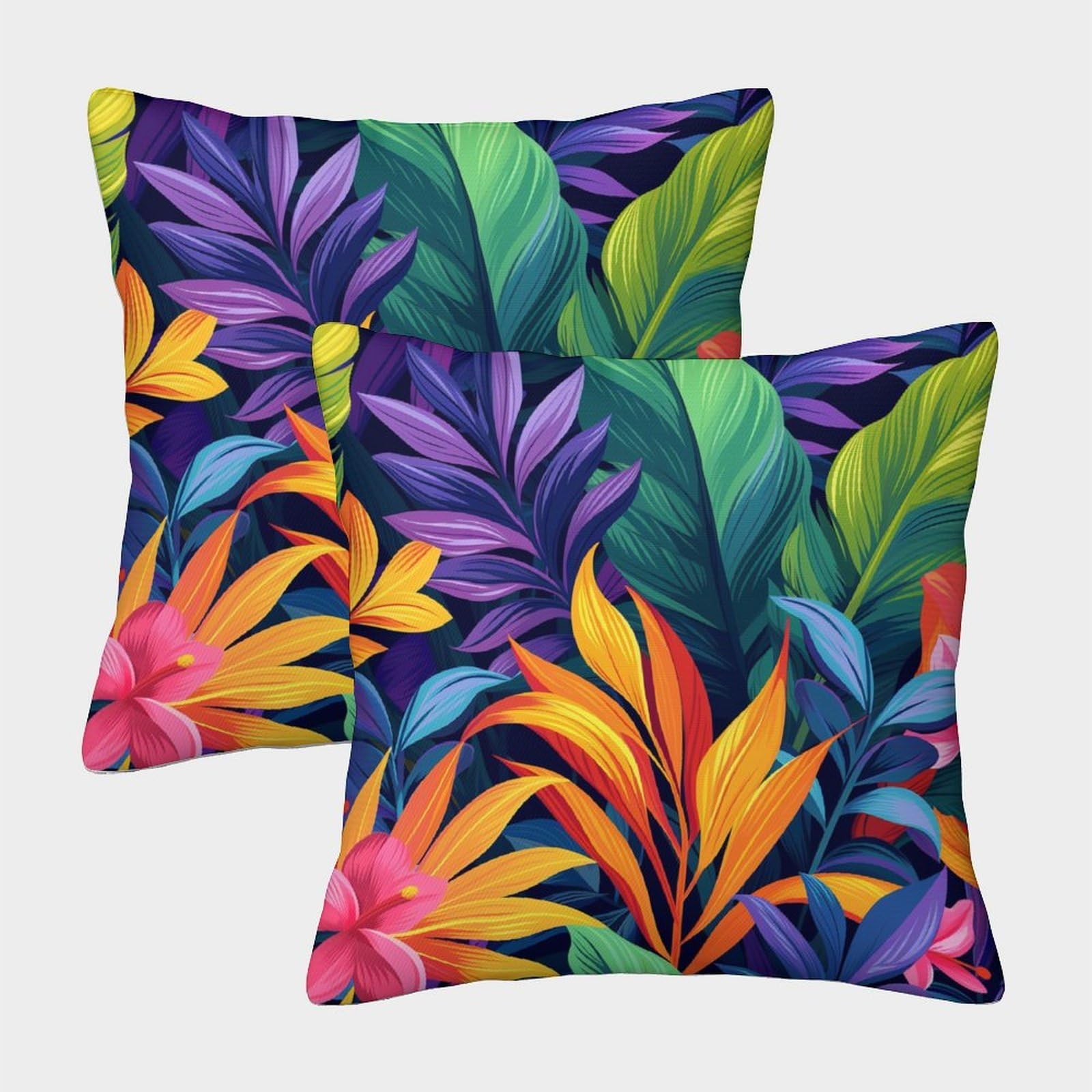 kaiyun 2 Pack 3D Tropical Flowers - Plants Cushion 3D Soft Touch Pillowcase,sofa Chair Home Furnishings 50x50cm