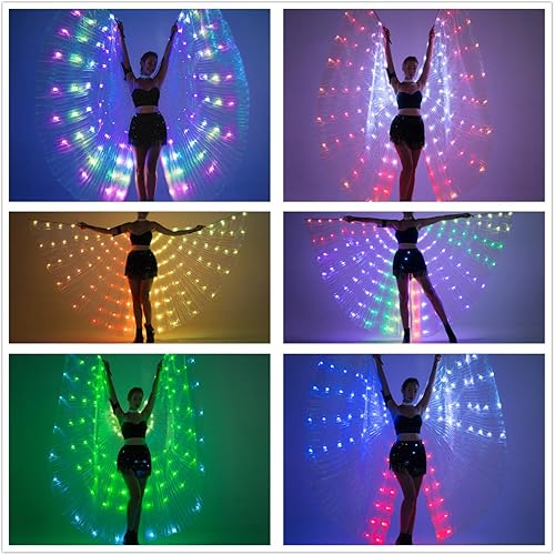Miniatura 3 de Alas de LED Isis con luz brillante traje para danza del vientre con varas ropa para espectáculos carnaval o Halloween