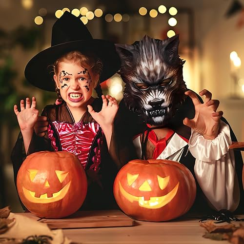 Miniatura 3 de TENDYCOCO Máscaras de lobo de Halloween, máscaras de hombre lobo, disfraz de lobo de EVA, máscara de animal, disfraz de carnaval, disfraz de