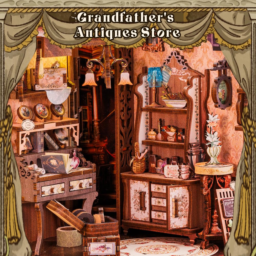 Fsolis DIY Book Nook,Kit per Libri Fai da te,Book Nook in Legno con Led,Puzzle in legno 3D,Costruire il Libro,il Montaggio e l'incollo dei Pezzi,Semplice da Montare,Regalo per Ragazzi e Ragazze