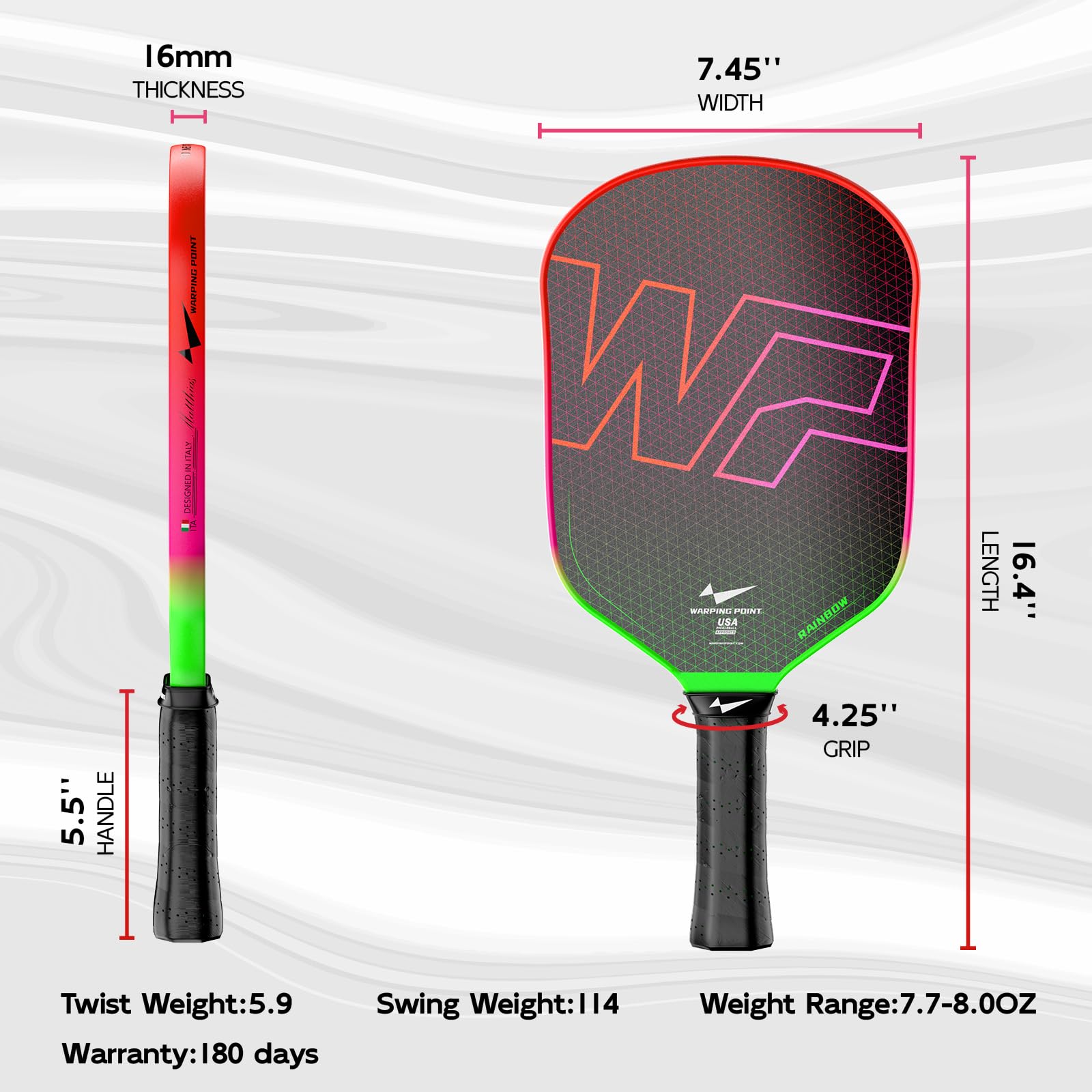 Amazon.com: Warping Point Rainbow Power Pickleball Paddle，Gen 3