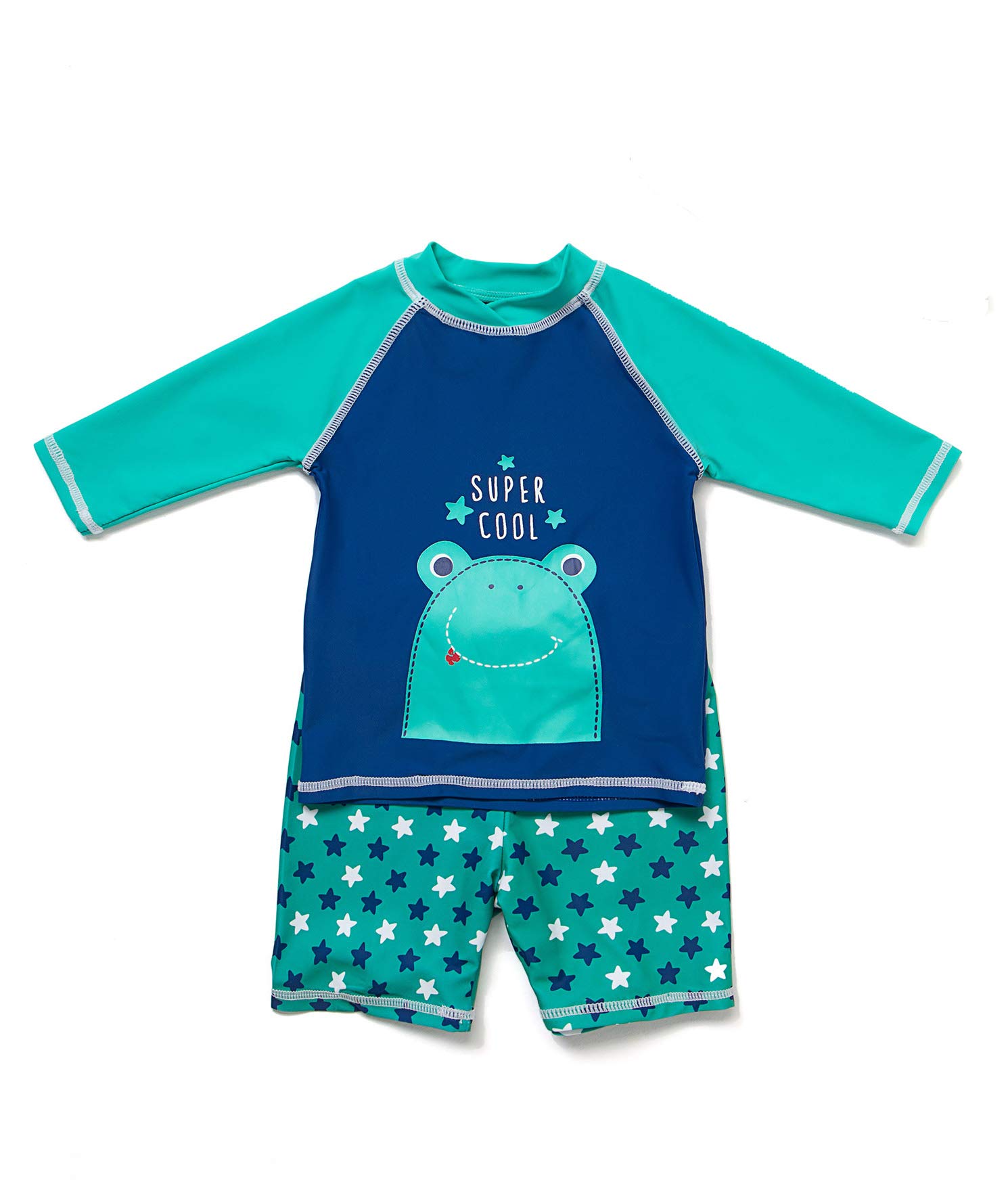 BONVERANO Toddler Boys Rashguards UPF 50+ Sun Protection Two Pieces Swimsuit with Sun Cap