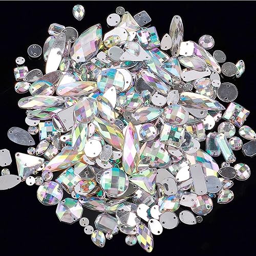 Miniatura 8 de 200 piezas de diamantes de imitación de cristal de formas mixtas, piedras acrílicas con parte trasera plana, piedras de diamante para manualidades,