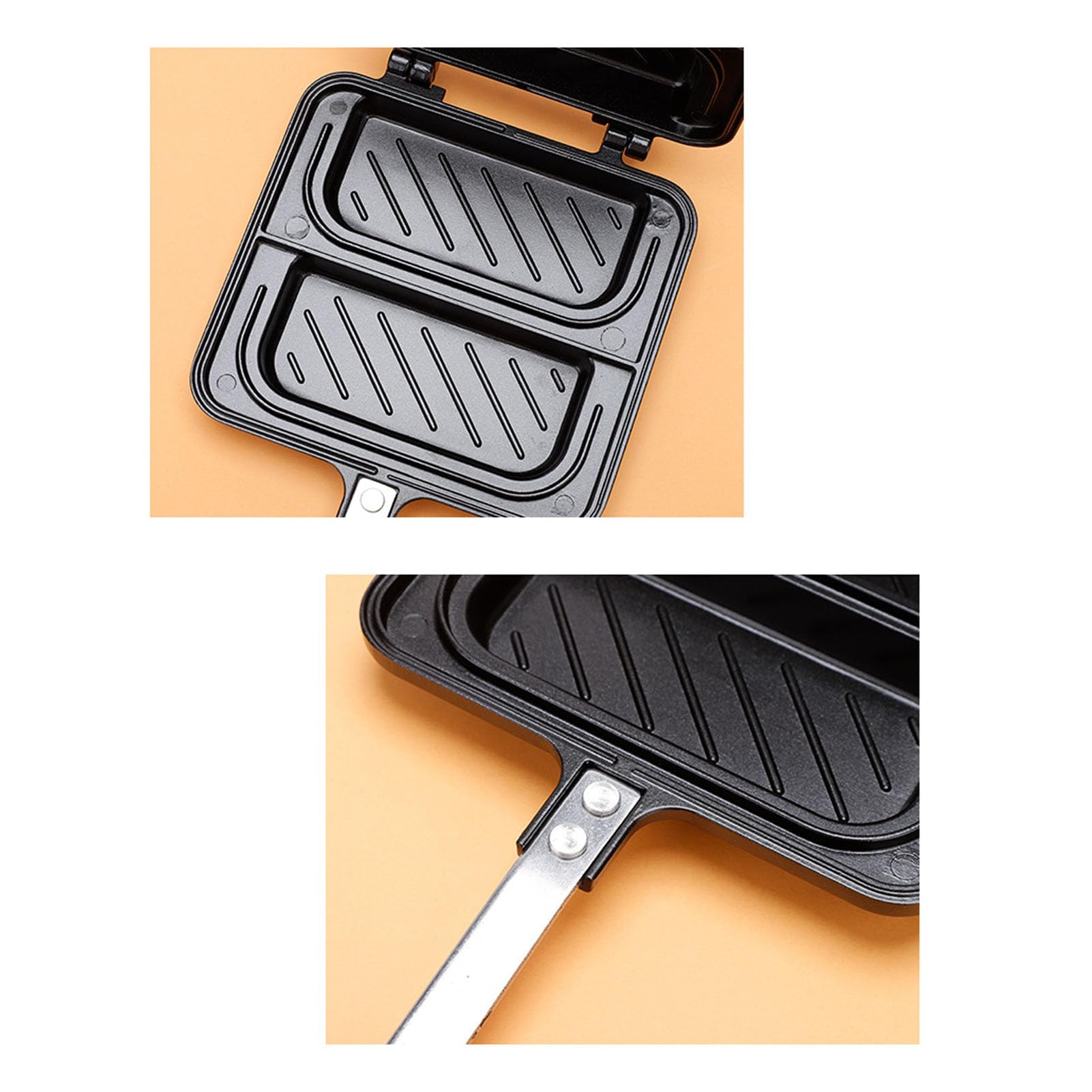Double Sided Sandwich Baking Pan, Nonstick Sandwich Maker Electric Grilled Cheese Maker Frying Pan for Home Kitchen Sealing Detachable Ideal for Dorm Rooms