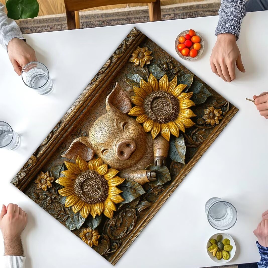 Puzzle 5000 Piezas, Puzzle Cerdo de Madera para Adultos, Regalos -2538