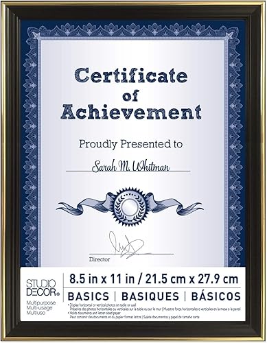 Marco multiusos negro y dorado, 8.5 pulgadas x 11 pulgadas, Basics by Studio Décor