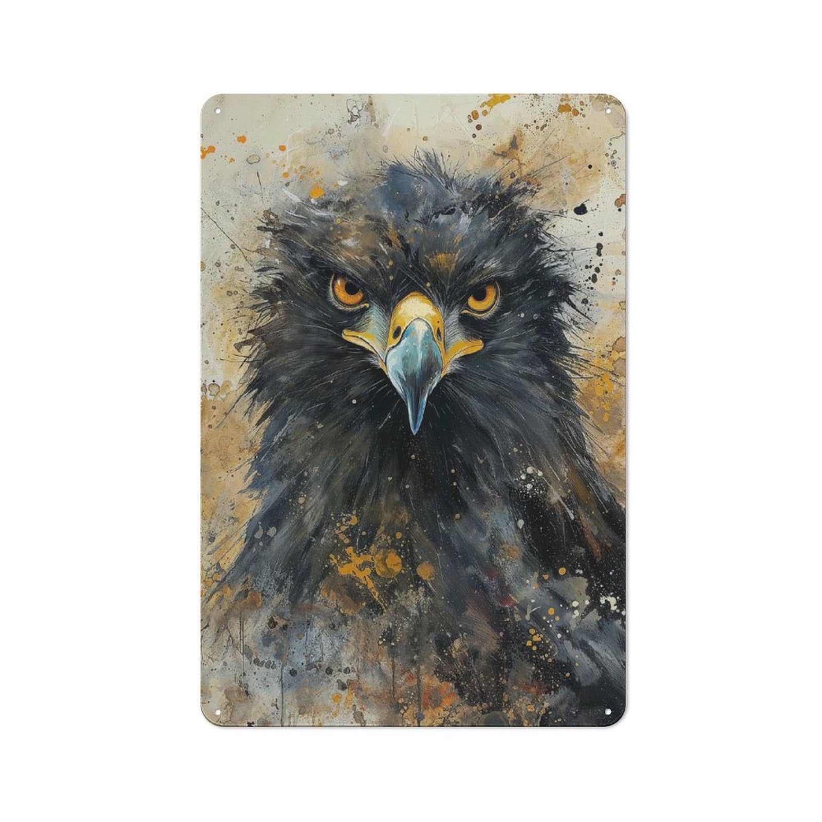 Junmoney Intense Eagle Stare Vintage Decorative Metal Plaque 30X20cm, Garden Room Wall Plaque For Shed, Garden Room, Porch Or Garage