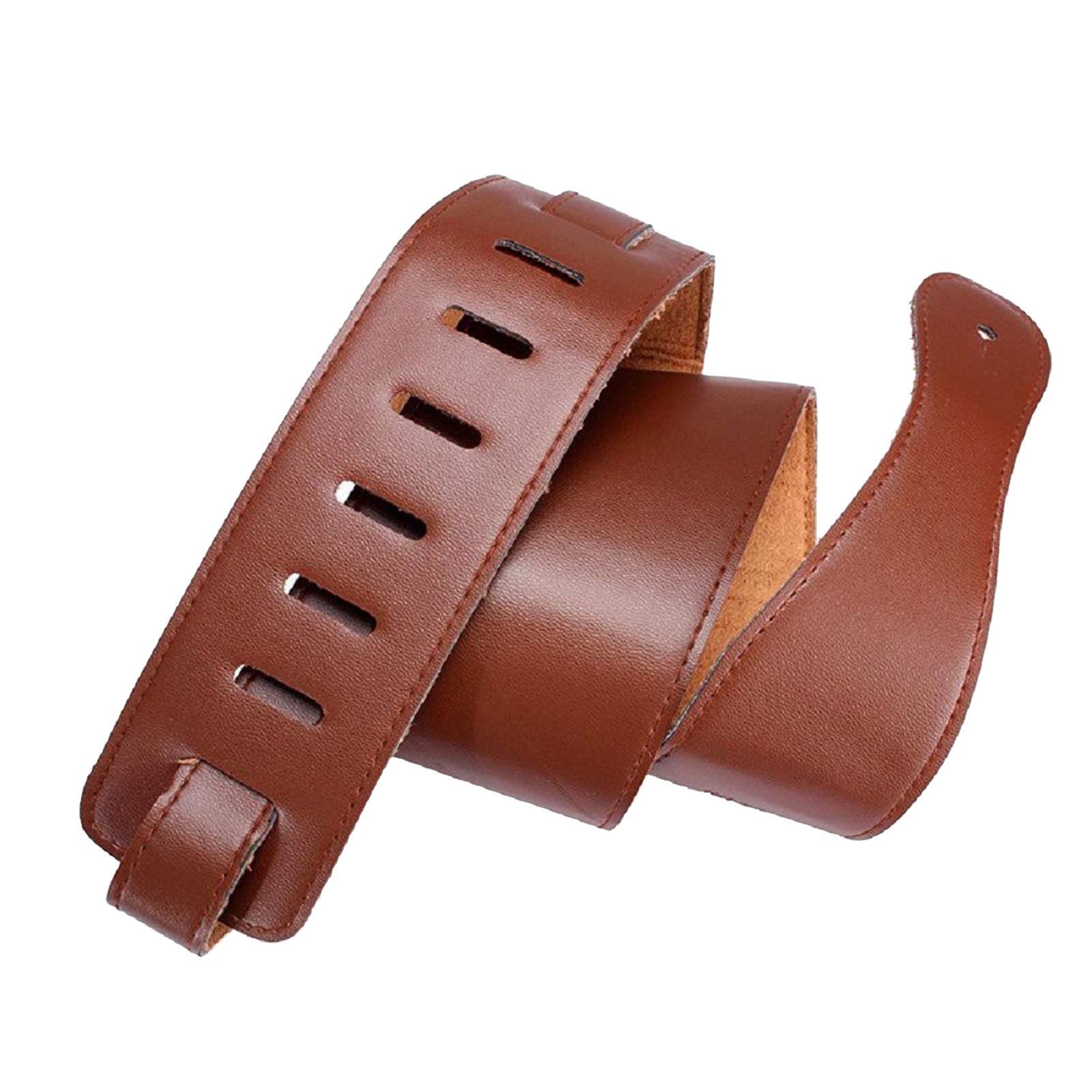 Cinghie regolabili in pelle per chitarra, stile lussuoso, larghezza 6,5 cm, colore marrone chiaro