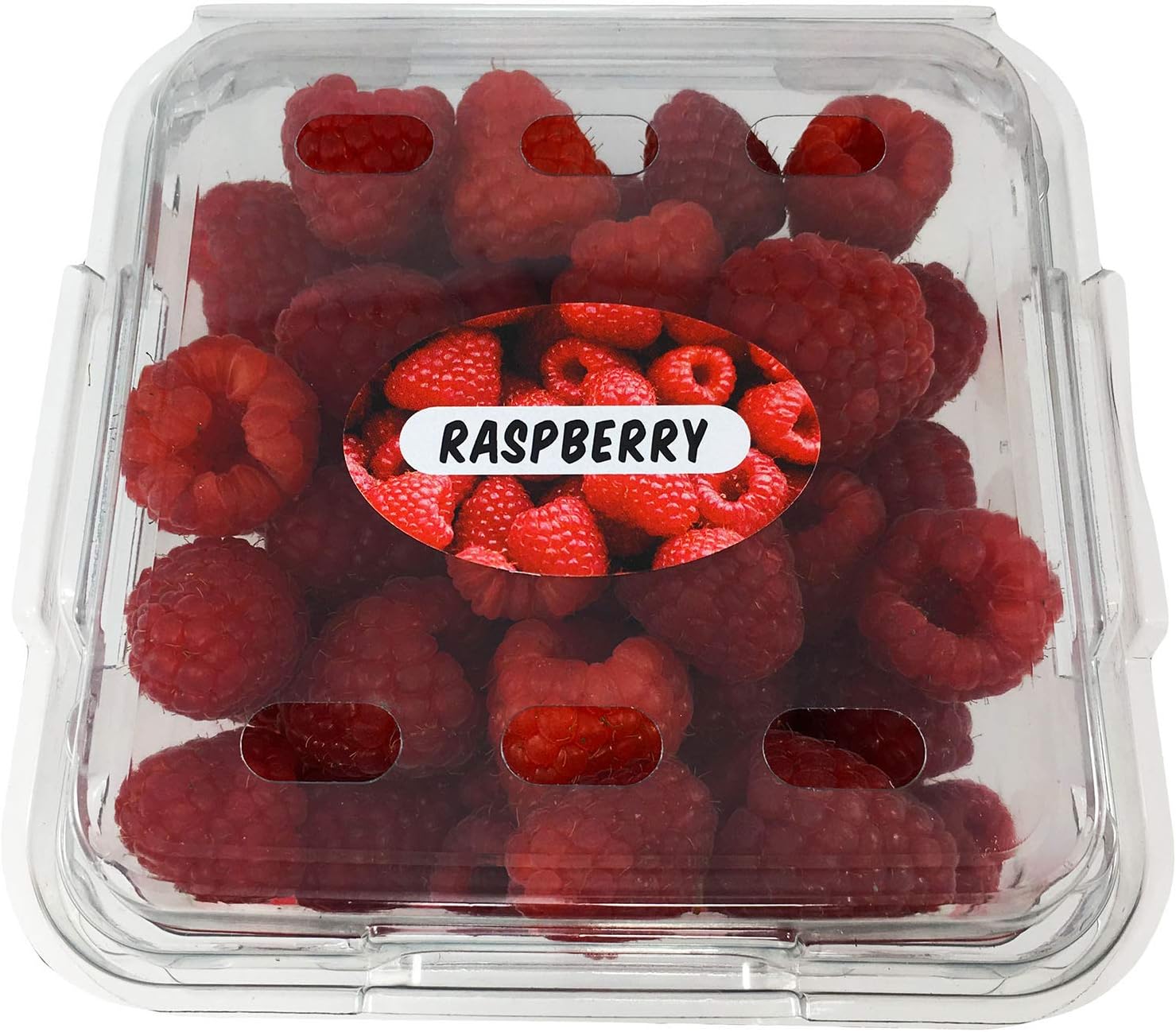 Raspberry Grocery Store Food Labels 1.25 x 2 Inch Oval Shape 500 Total Adhesive Stickers