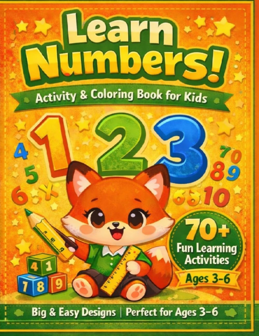 Learn Numbers! Activity & Coloring Book for Kids: Count, Trace, Color & Play – Early Math Skills Workbook (Red Fox Learning Series)