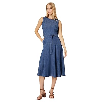 Tommy Hilfiger Sleeveless Belted Chambray Dress Women