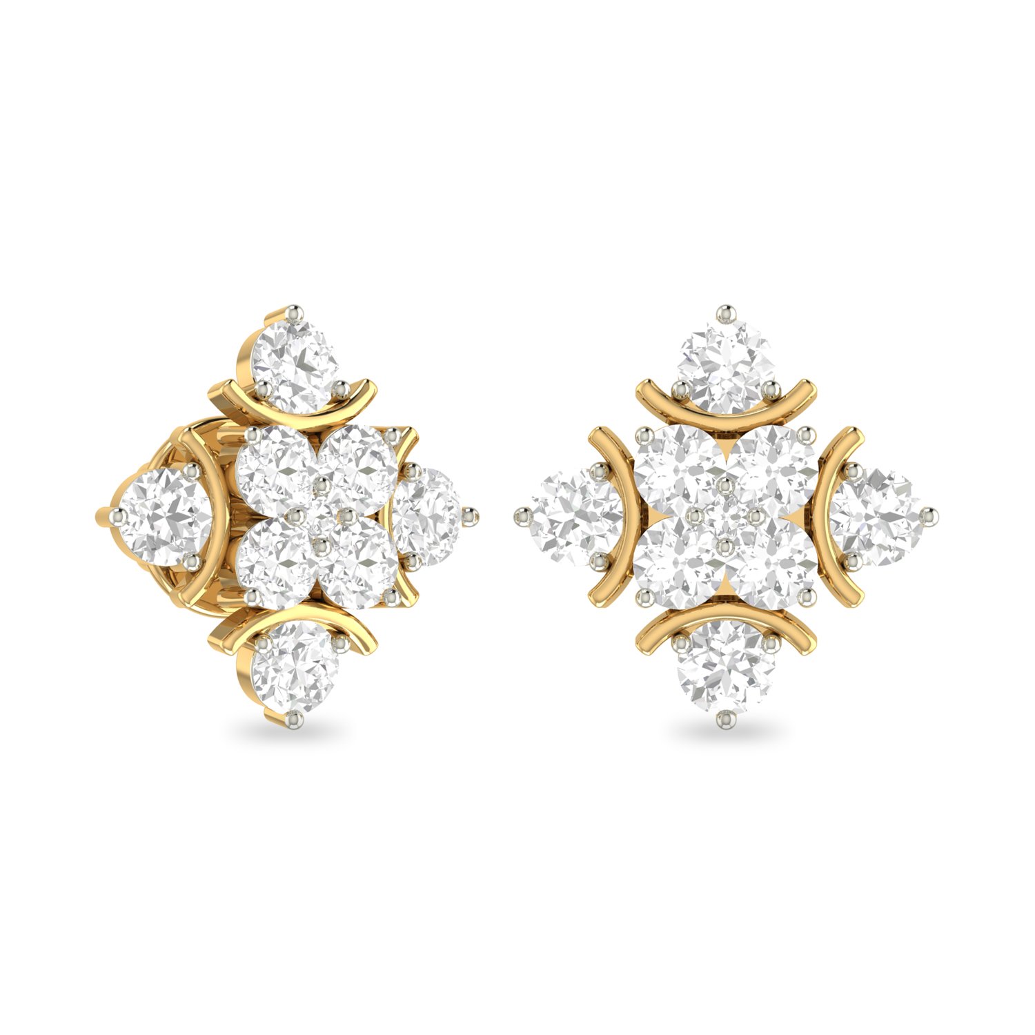 pc jeweller The Shaheen 18KT Yellow Gold & Diamond Earring-picture-25