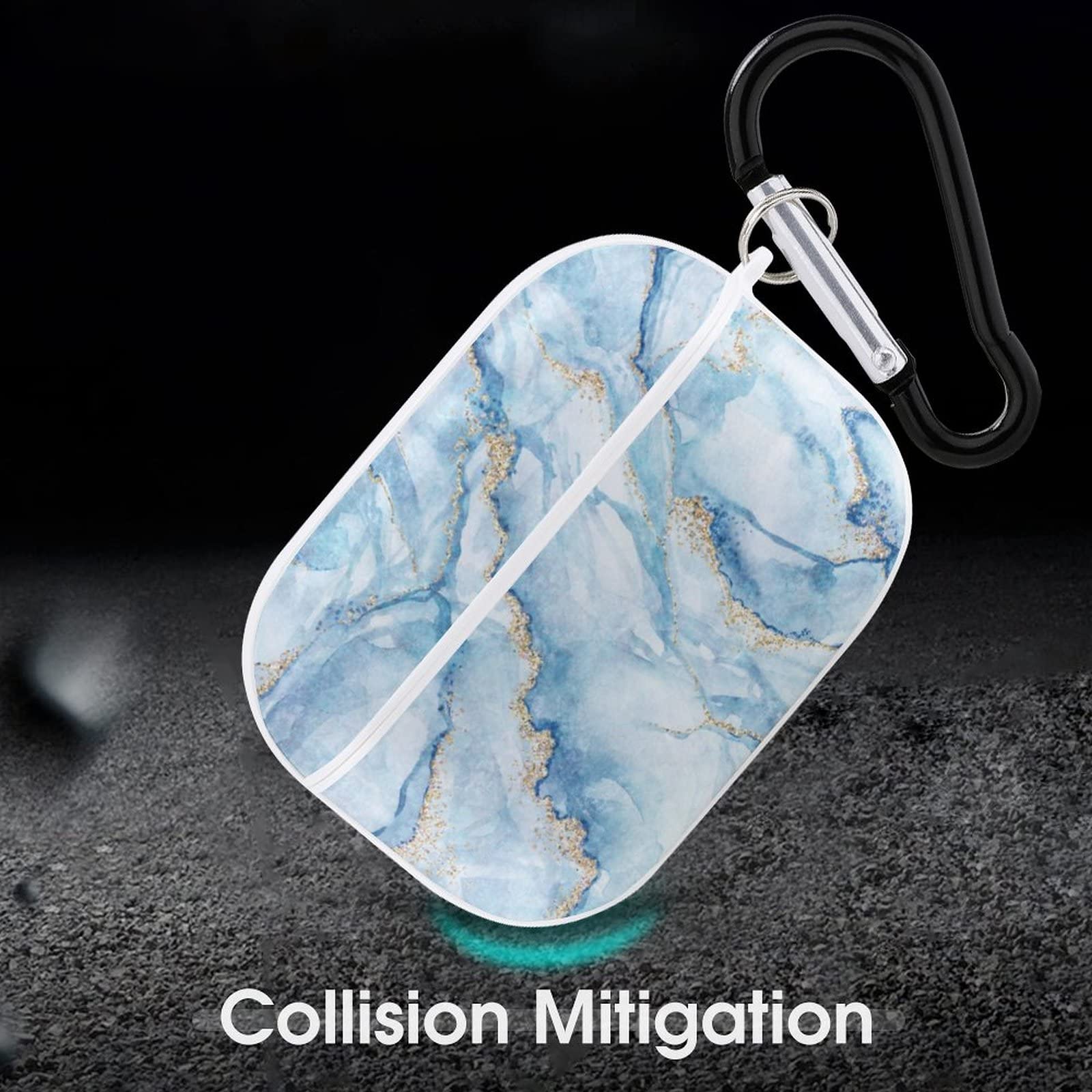 青いマーブル模様 イヤホンケース Amazon | ブルーマーブルプリント Airpods Proケース キーチェーン付き