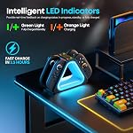 Switch 2 Controller Charger, Switch 2 Charging Dock Station, 2.5H Fast Magnetic Charge with RGB Indicator, NS2 Joy-Pad Charger with USB-C Cable for Gamer Travel Case Storage (Not for 1st-Gen NS)