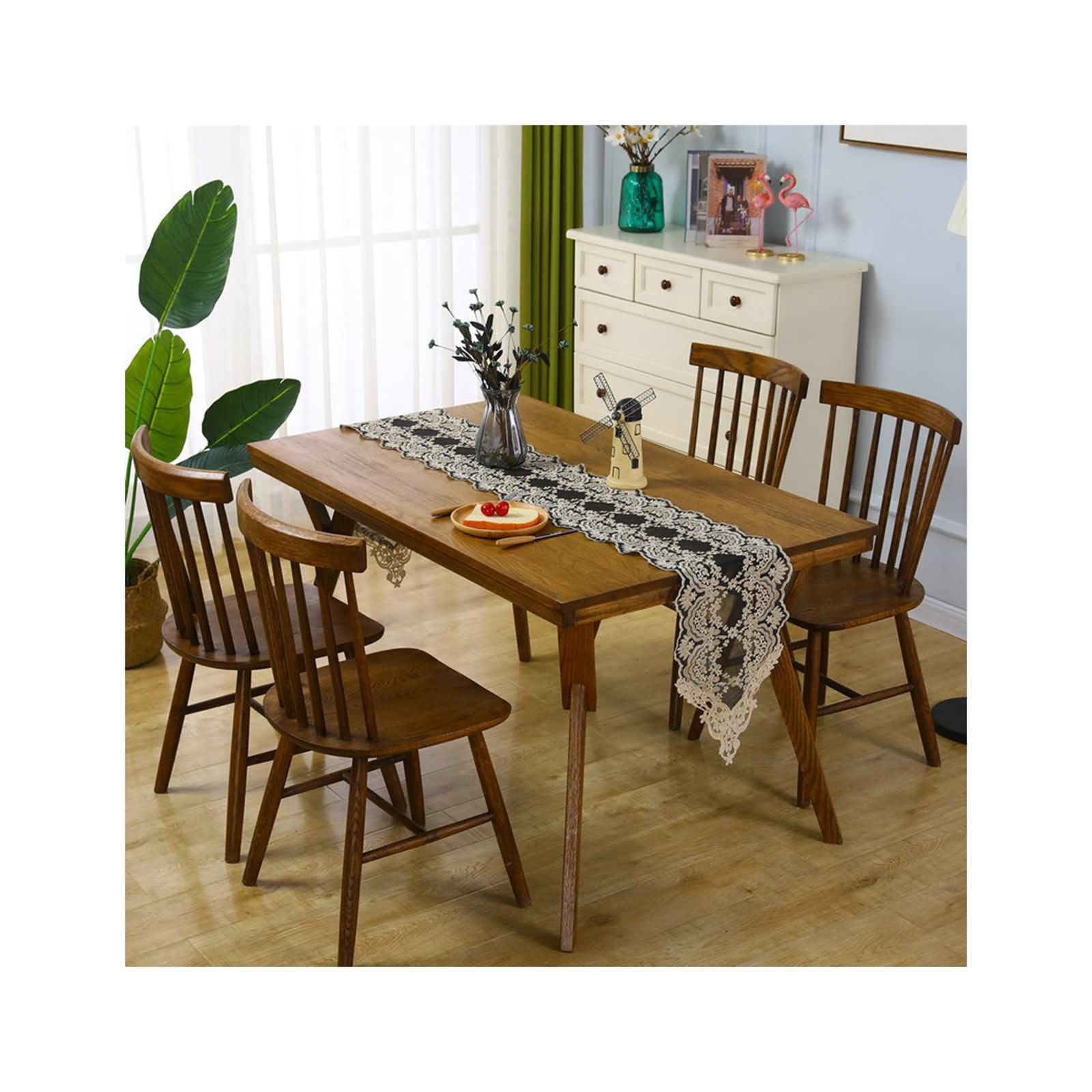 Chemin de table moderne vintage fleurs en polyester lavable et durable - 8