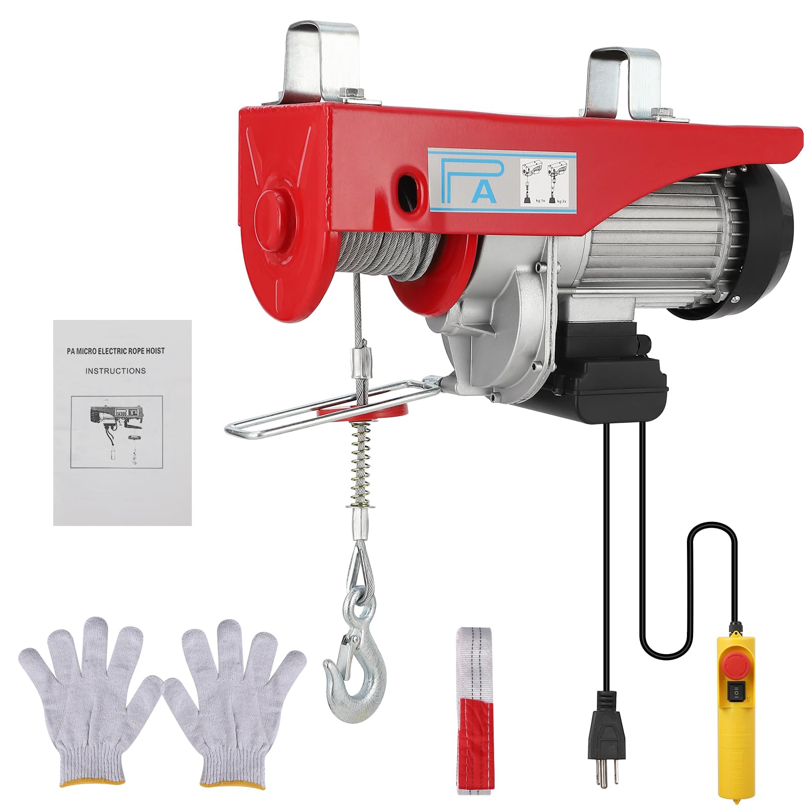 TROPOW Electric Hoist 2200 lbs, 1600W 110V/120V Electric Winch with Remote Control, 40ft Lift Height (Single Cable), 1 Ton Heavy-Duty Lift Hoist for