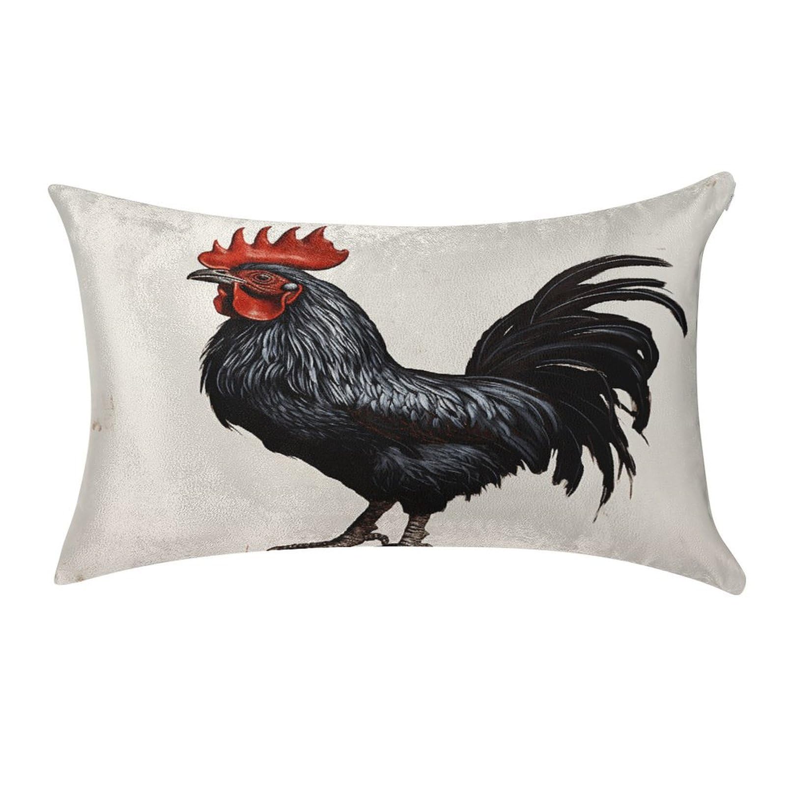 VstaDank Black Rooster Throw Pillow Cover 12"×20" Ultra Soft Pillowcase Cozy Lumbar Pillow Shell Gold Velvet Exquisite Decorative Cushion Sham Protector for Couch Sofa Bedroom