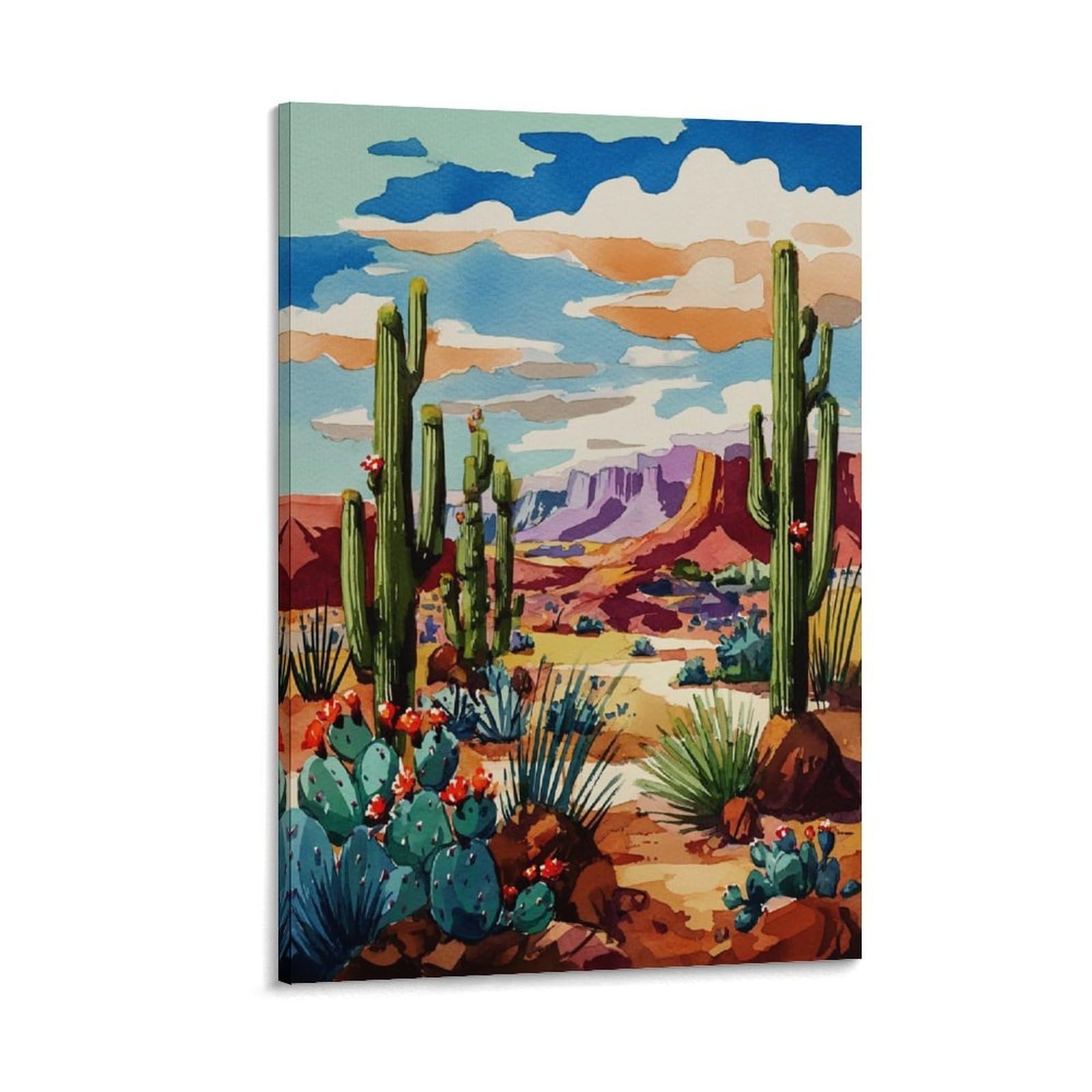 ZBBGGOZ Organ Pipe Cactus National Monument Posters 24x36inch(60x90cm) Vintage Watercolor Canvas Art