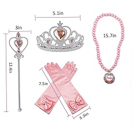 Orgrimmar Princess Dress Up Accessories Gloves Tiara Crown Wand Necklaces Presents for Kids Girls