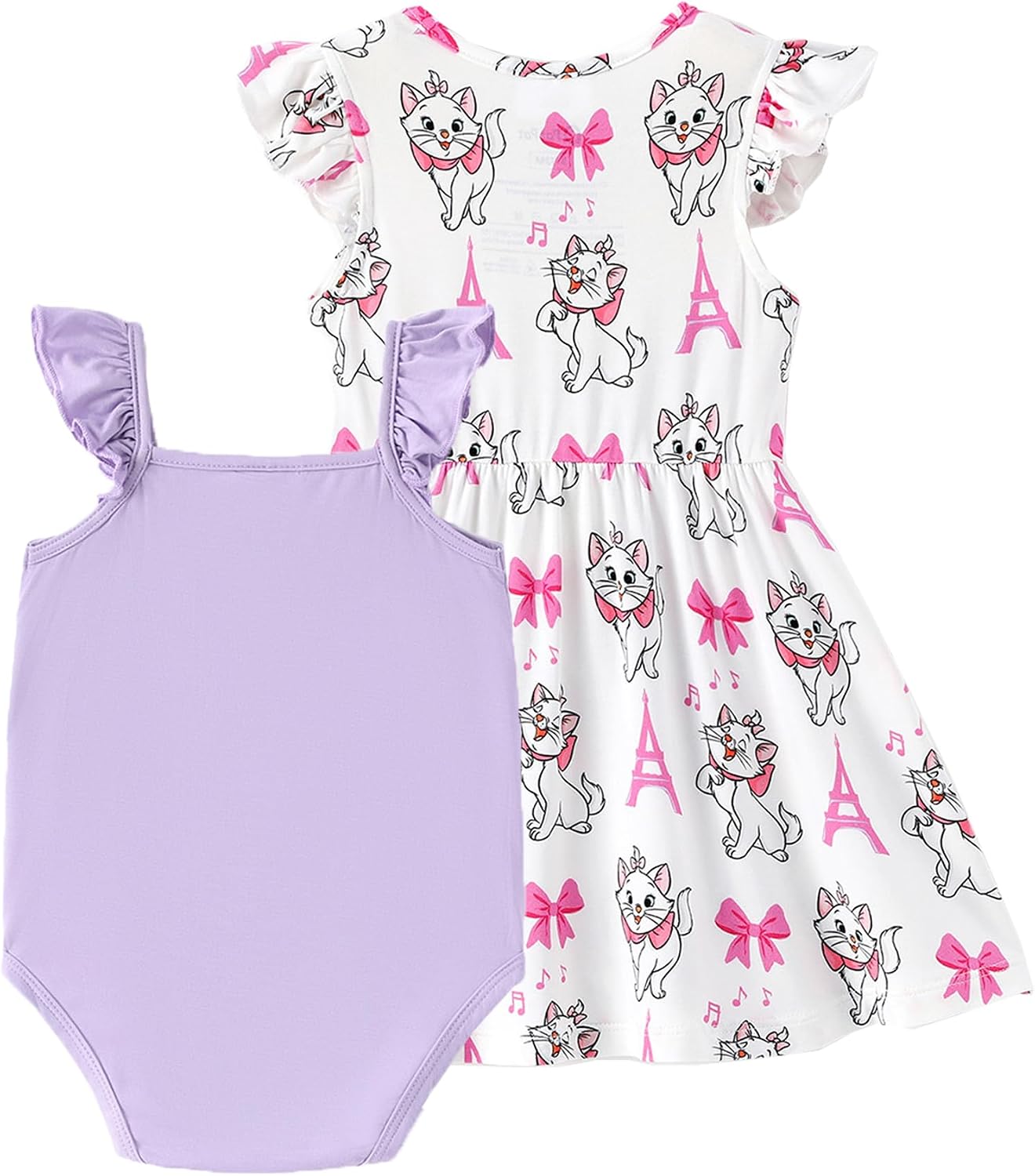 Disney Baby Girls Bodysuit and Round Neck Ruffle Sleeve Dress Clothes Outfit Set for Newborn to Infant