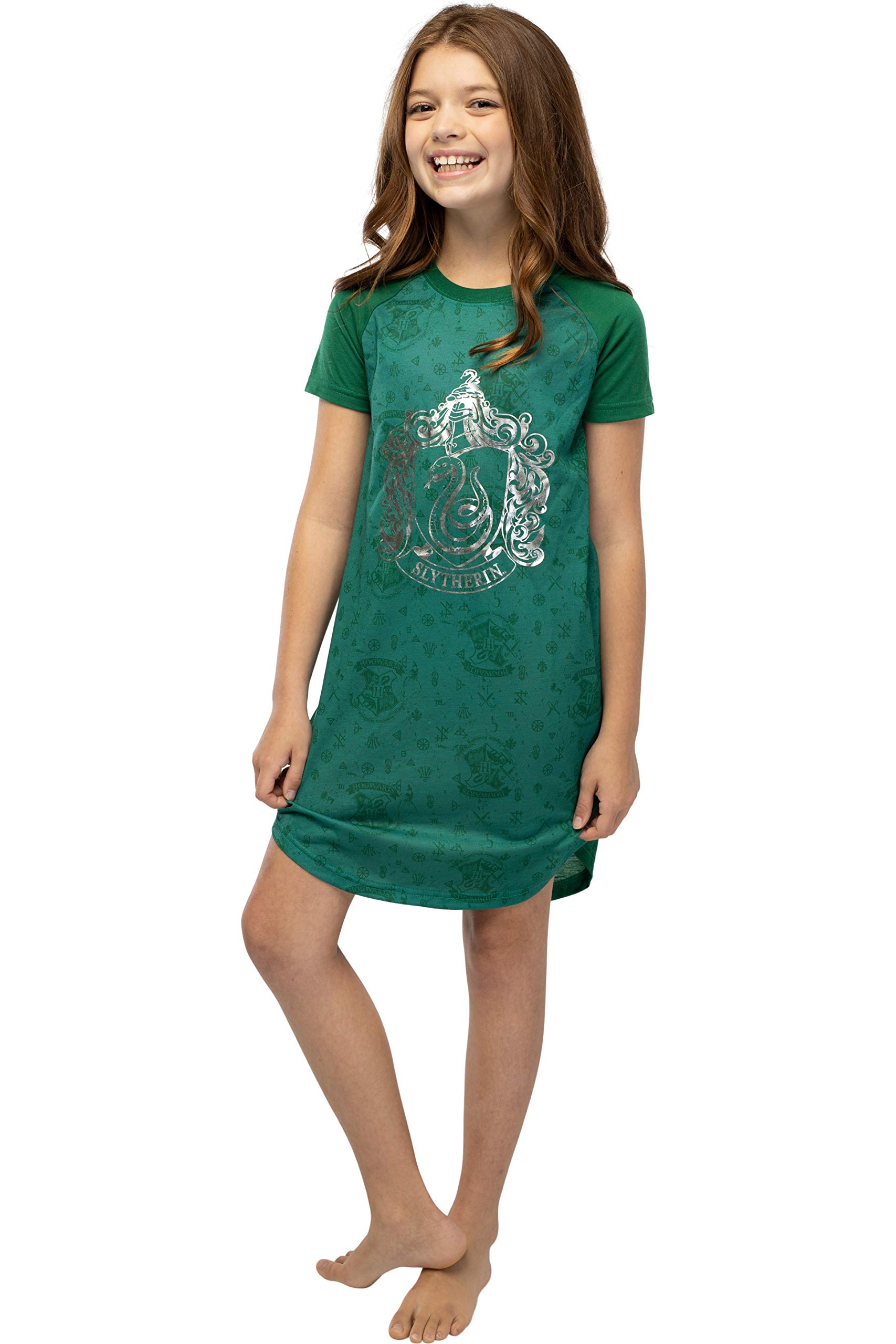 Harry Potter niñas Imprimir Lámina Casas Hogwarts Raglan Camisón - Slytherin (7/8)