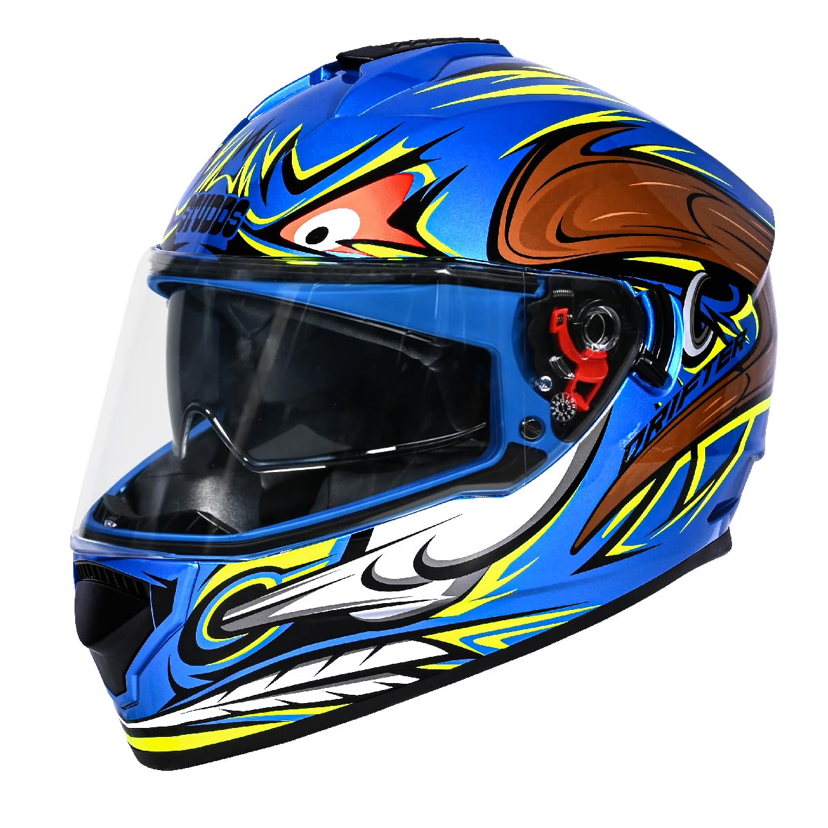 Studds Drifter D4 Isi and Dot Certified Full Face Graphic Helmet for Men and Women with Inner Sun Visor and Spoiler,Blue-image-3