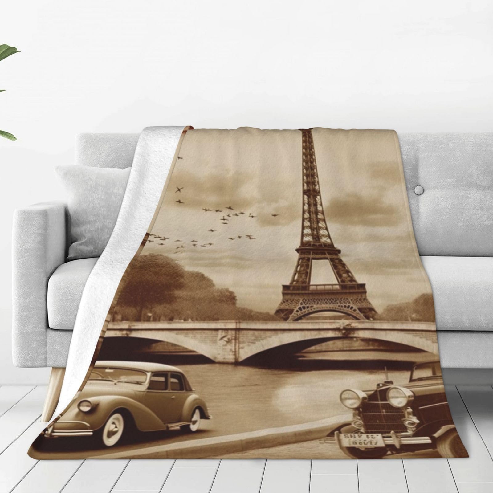 Couverture flanelle Paris vintage idee cadeau deco anniversaire