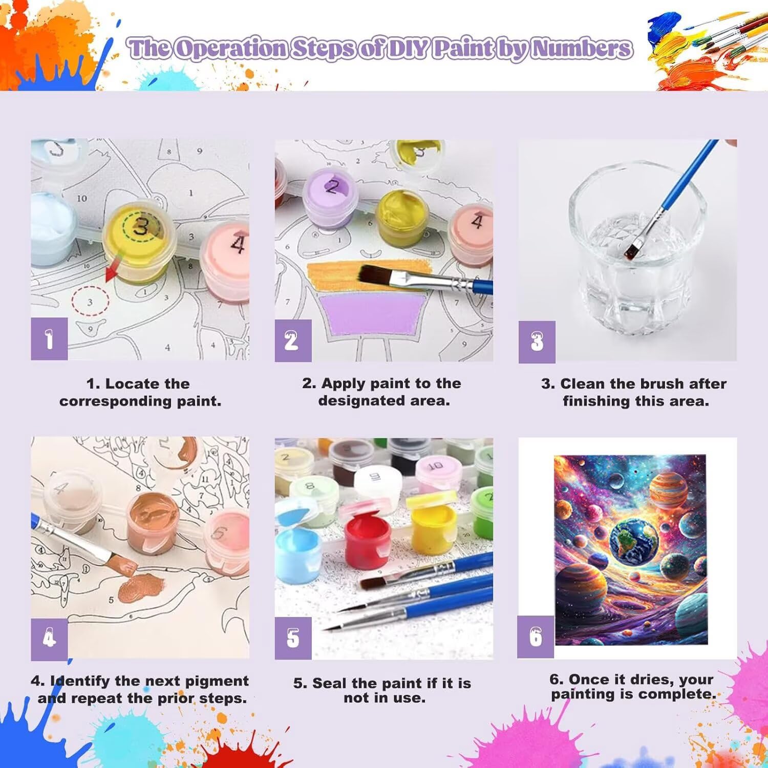 WEISHIWE Univers et planète Peinture Numero Adulte Kits, 60x80cm m-1086