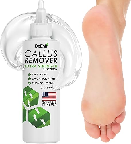 DeEnti - Gel removedor de callos para pies, extra fuerte, 8 onzas, suministros de pedicura para el hogar para piel áspera, seca y agrietada,
