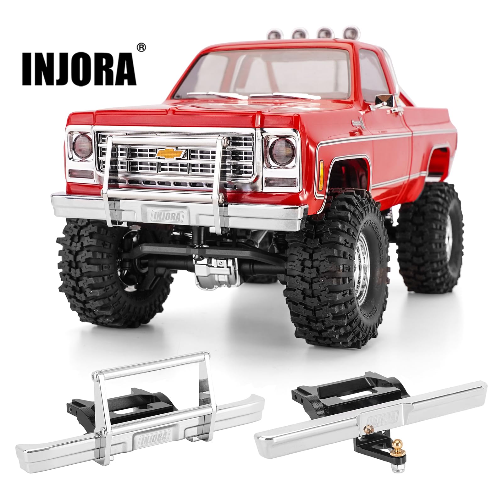 INJORA Pare-Chocs RC - Pare-Chocs Aluminium CNC pour TRX4M High Trail K10 Upgrade 1/18 RC Crawler,Avant Arrière