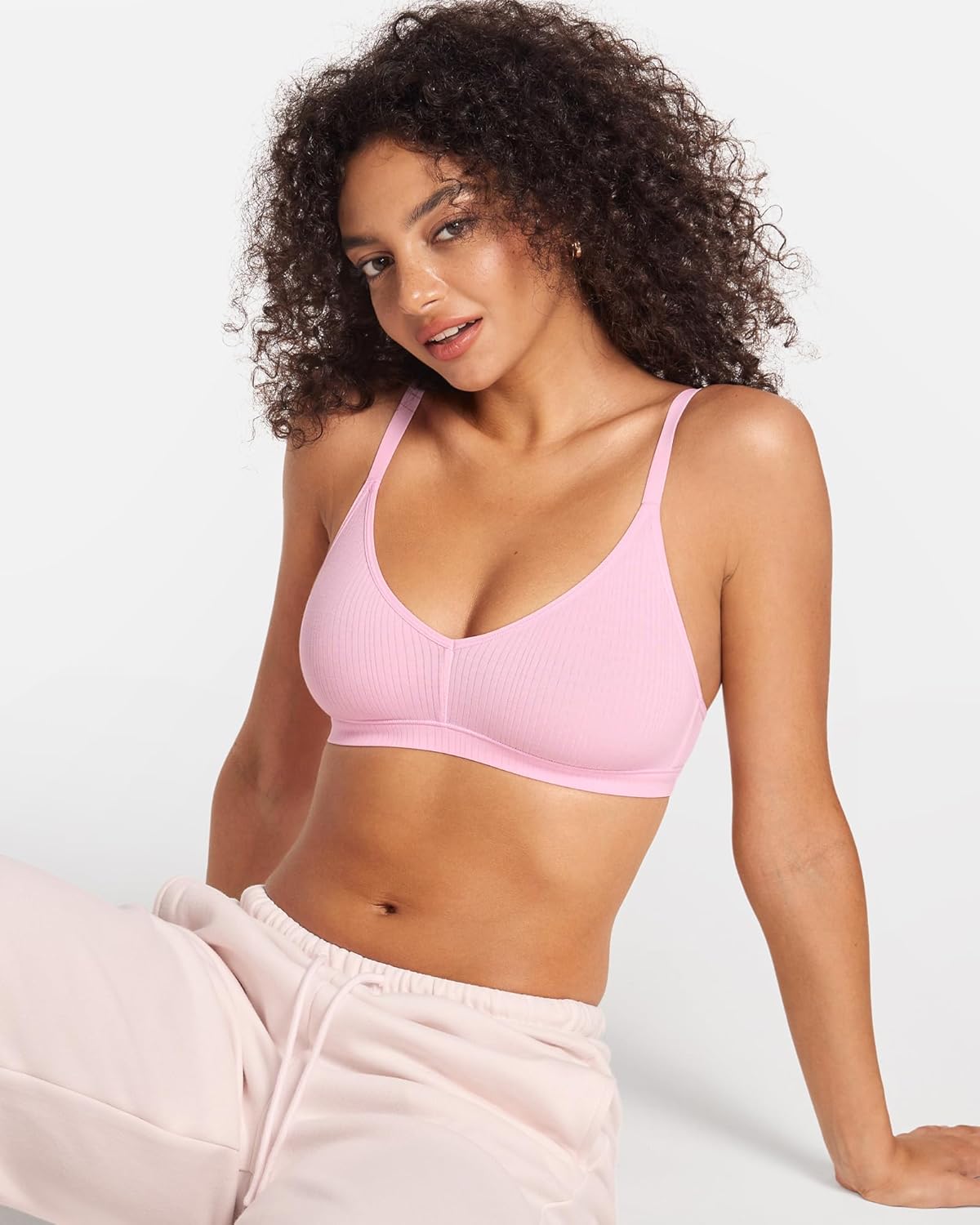 Women's Natrelax No Underwire Comfort Bralette Ribbed Wireless Bra Sleep Unlined V Neck Bras Soft Everyday - Image 4