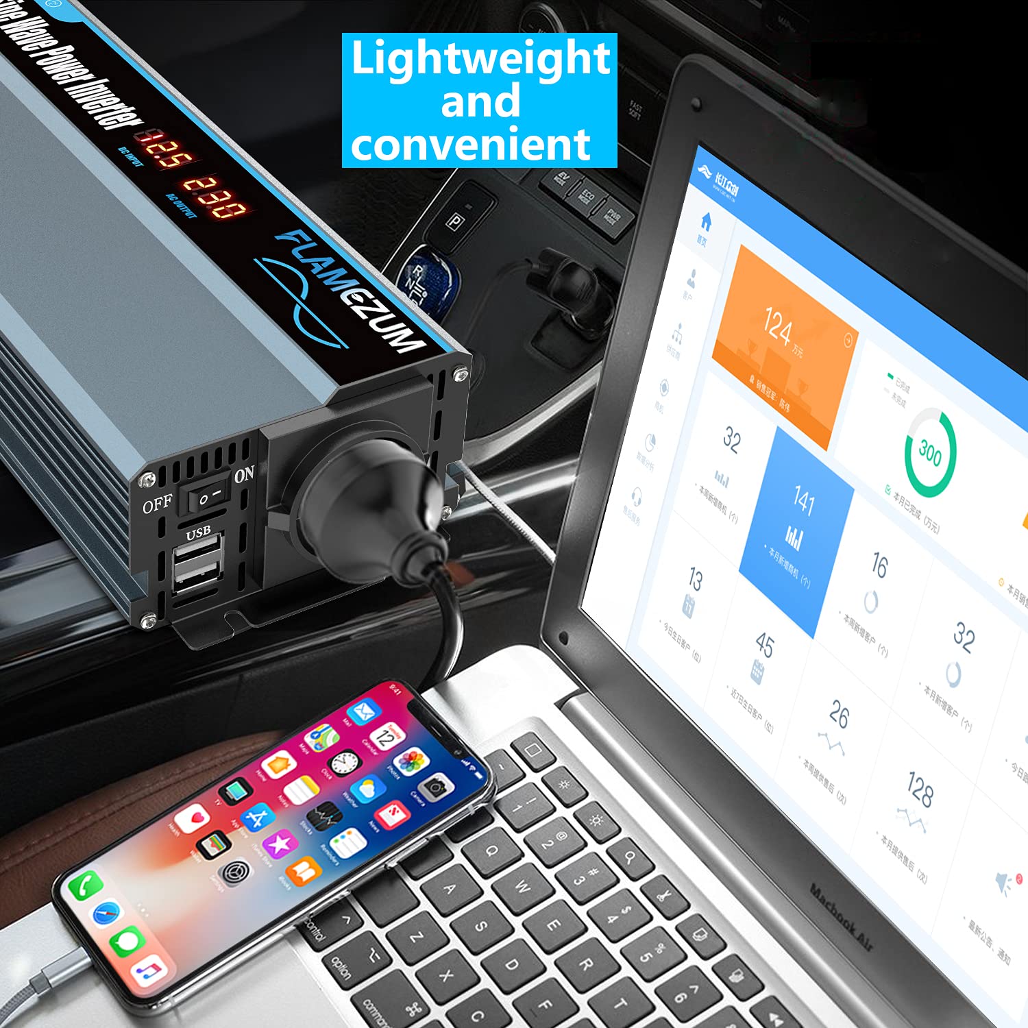 FLAMEZUM Falownik 12 V 220 V Czysta Fala 1000 W DC 12 V Na AC 230 V Z 1 Gniazdem UE I 2 Portami USB Falownik Słoneczny DC AC Konwerter Prądu Przemiennego Do Samochodów Kempingowych Ciężarówek
