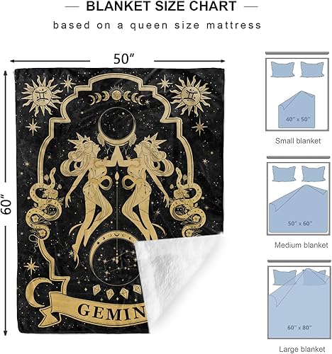 Miniatura 10 de Decoración de hongos, manta de luna y polilla, regalos de bruja para mujeres, manta de forro polar hippie del zodiaco bruja, regalos góticos, manta