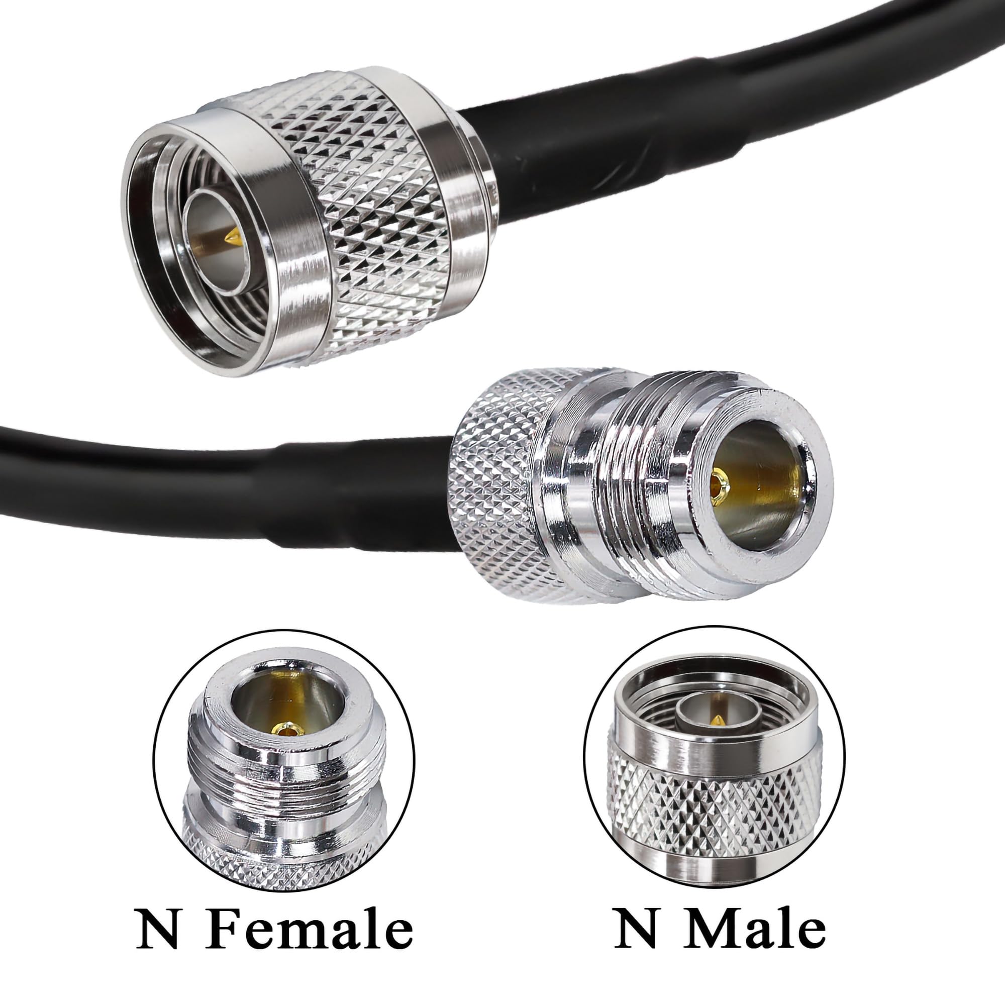 TUOLNK Câble de type N RG58 49,2 pi (15 m) N câble d'extension mâle à N femelle à faible perte N câble mâle à femelle noir pour routeur Wifi antenne 3G 4G LTE