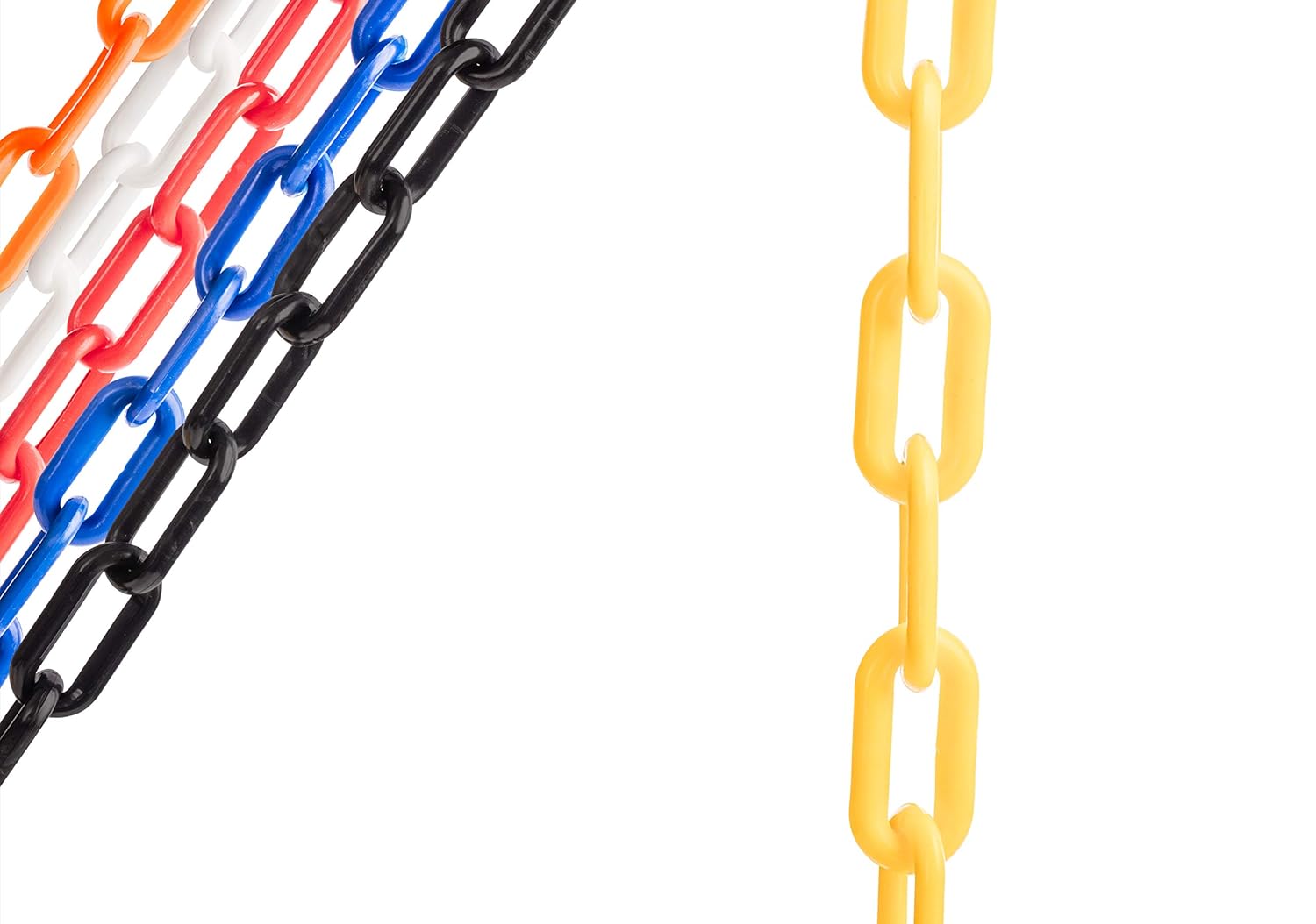 US Weight (Made in USA) 2 inch x 100 feet' White Plastic Safety Chain ft. SunShield UV Resistant Technology & Mr. Chain S-Hook, 2-Inch, Yellow, Pack of 25 (50302-25)