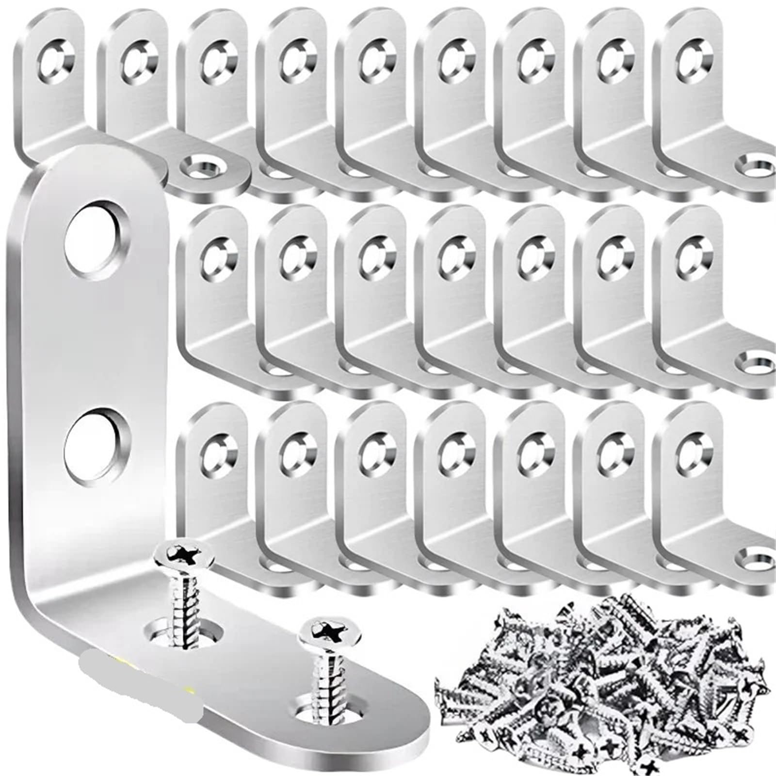 Escuadras Metalicas Junta de soporte de esquina de gabinete de acero inoxidable con tornillos, sujetadores for mamparas de madera, estantes, herrajes for muebles(10Set-16x40mm)