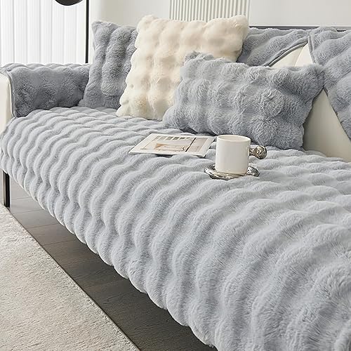 Funda de sofá suave y cálida de piel sintética, gruesa y peluda, antideslizante, de terciopelo de felpa, protector de muebles para sala de estar,