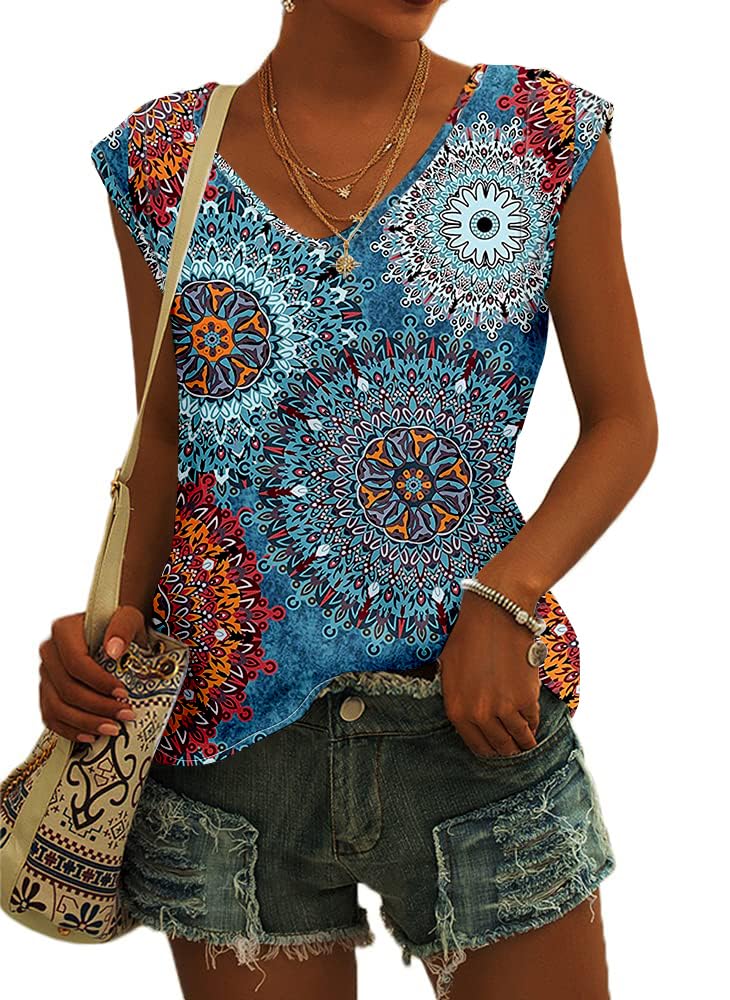 GeGekoko Damen T-Shirt Kurzarm V-Ausschnitt Flügelärmeln Oberteile Blusen Sommer Casual Lose Tank Top Basic Mädchen Tops