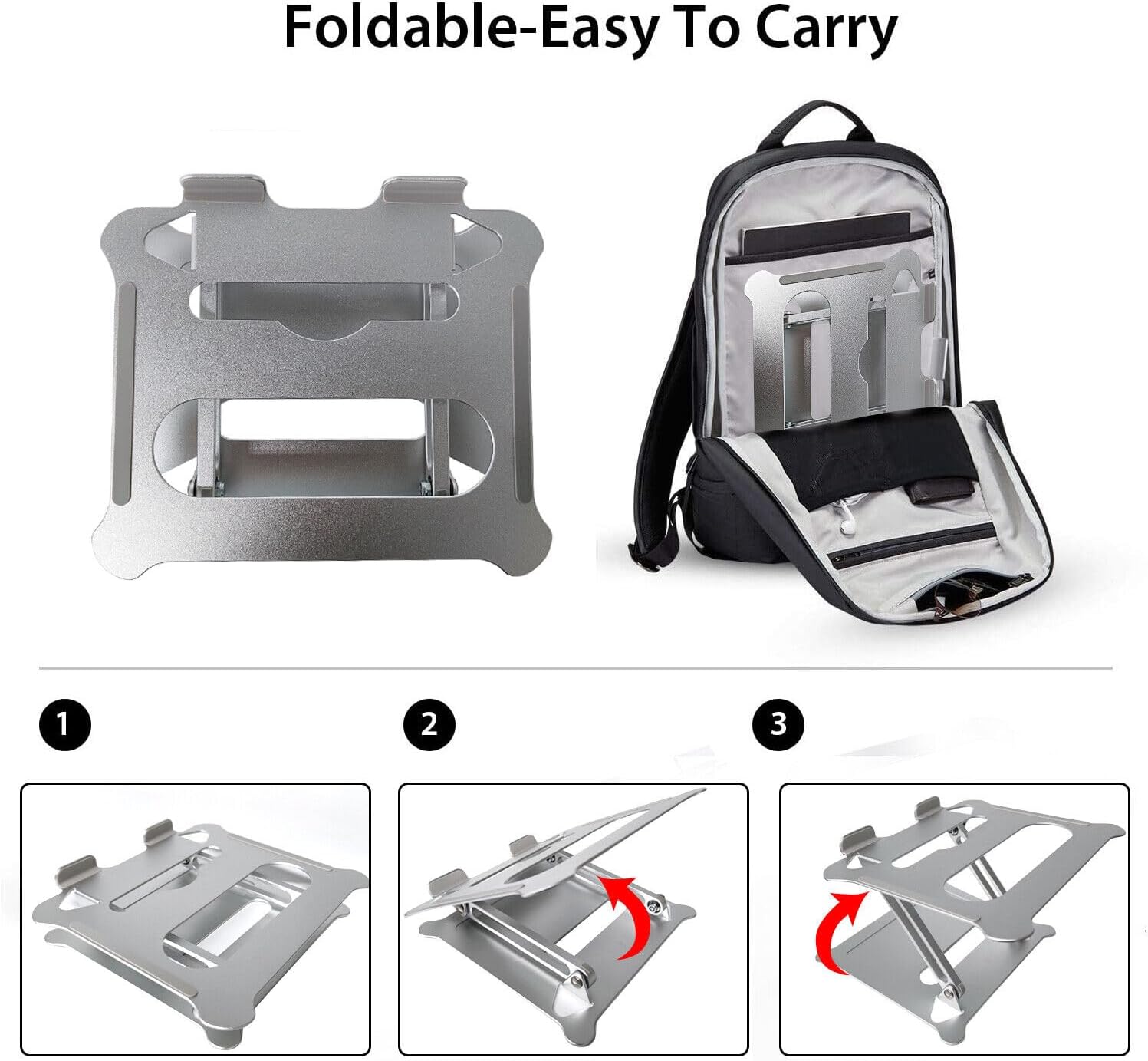 Aluminium Laptop Stand Adjustable Notebook Portable Tray Lazy Computer Desk up to 16 inches Portable Laptop Riser Holder Mount Compatible
