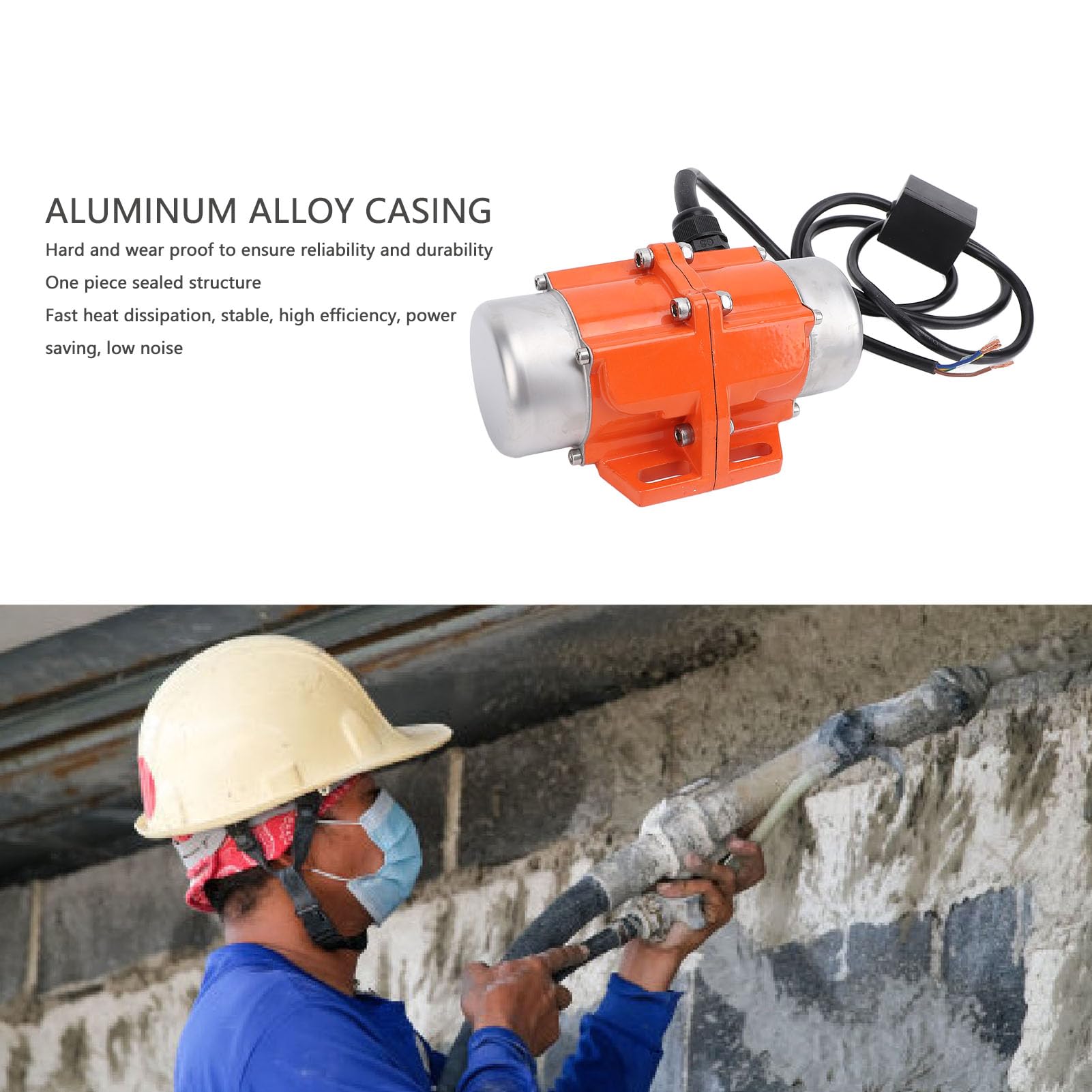 KIMISS Motor de Vibración de Hormigón de 3000 RPM, Eléctrico de Aleación de Aluminio Ligero para Mesas Agitadoras y Tamices, Diseño IP65 sin Ruido (80W)