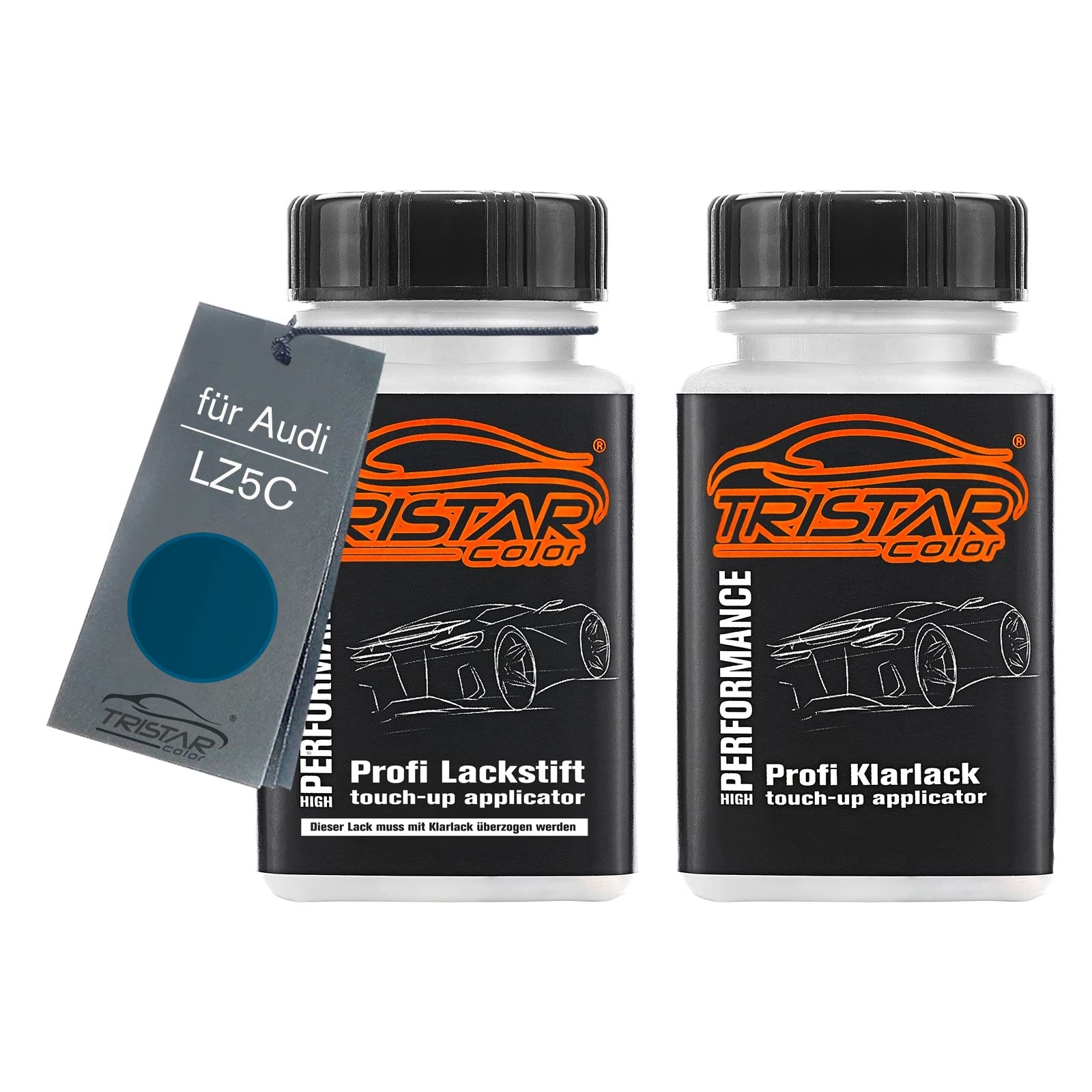 Tristarcolor Mauritius Blau Perl Metallic Car Paint Touch-Up Pen Set For Audi Lz5c Base Coat Clear Coat 50Ml Each