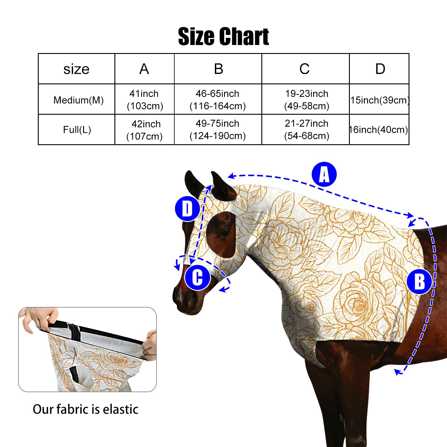 Horse Stretch Hood|Horse Slicker Hood With Zipper|Without Ears Snug,Extra Large Eye Holes|Covers Face, Shoulders, Mane, Chest And Withers Perfect For Show-M(Flower