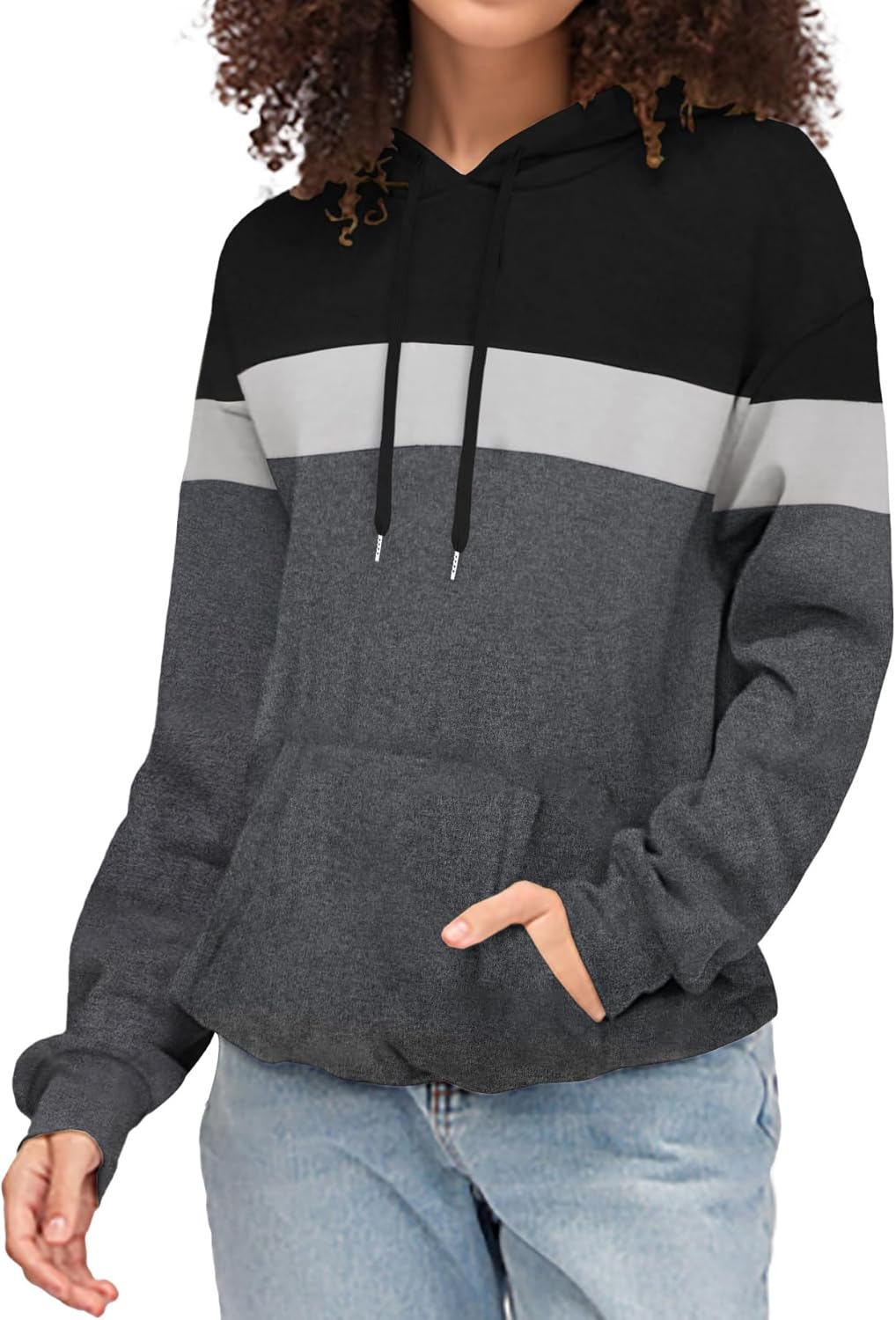 Women’s Hoodies Long Sleeve Sweatshirts Drawstring Pullover Tops with Pocket Casual Loose Blouses Tunic