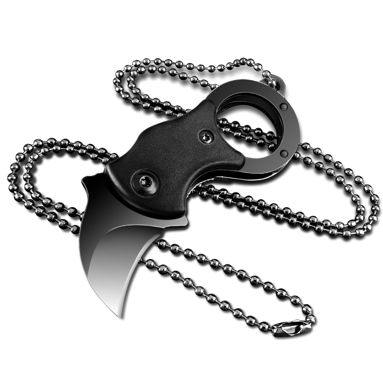 CIZPIROK Mini Pocket Knife Neck Knife Cute Box Cutter - 3.3 Inch EDC Small Folding Knife Necklace, Stocking Stuffers Gifts for Men and Women (Black)