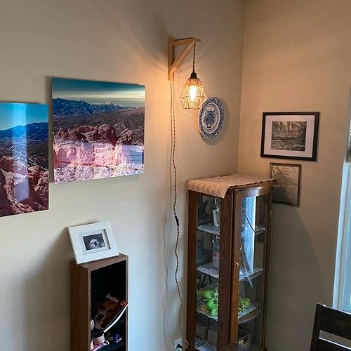 Miniatura 6 de Frideko - Lámpara de pared con cable enchufable, apliques de pared enchufables, lámparas colgantes de granja que se conectan a la toma de pared,