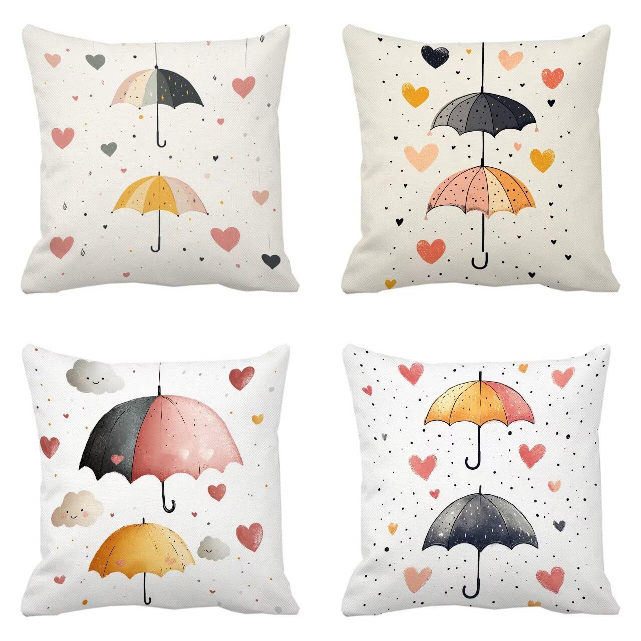 Fundas Cojines 60 x 60 cm Juego de 4 Cojines Exterior, Crema Paraguas Lino Impermeable Sofa Fundas Cojin de para Sofá, Dormitorio, Estar, Jardín, Coche, Decoración Hogar, con Cremallera Oculta m-455