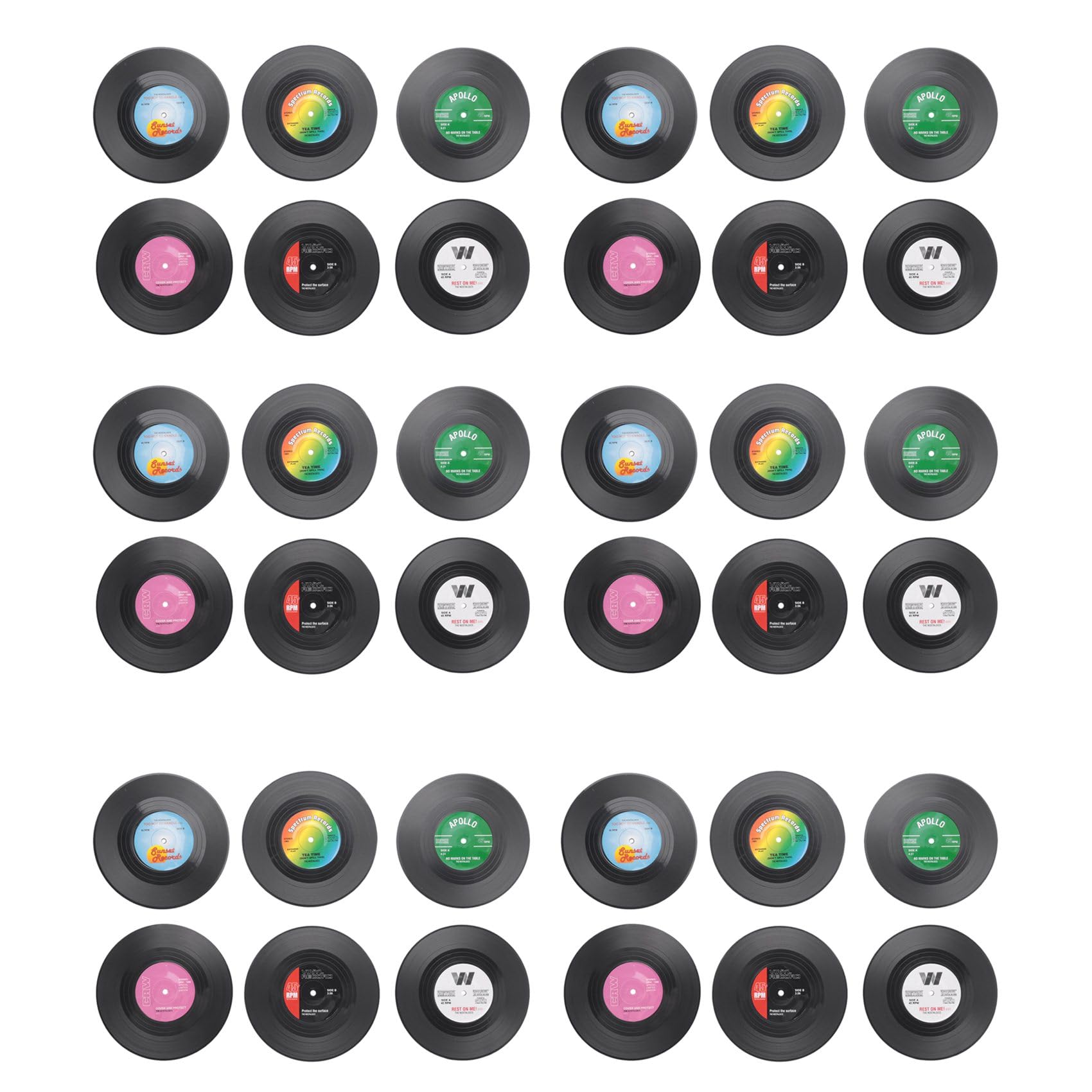 Hndhbfgrt 36Pieces Retro Vinyl Disc Drink Coasters