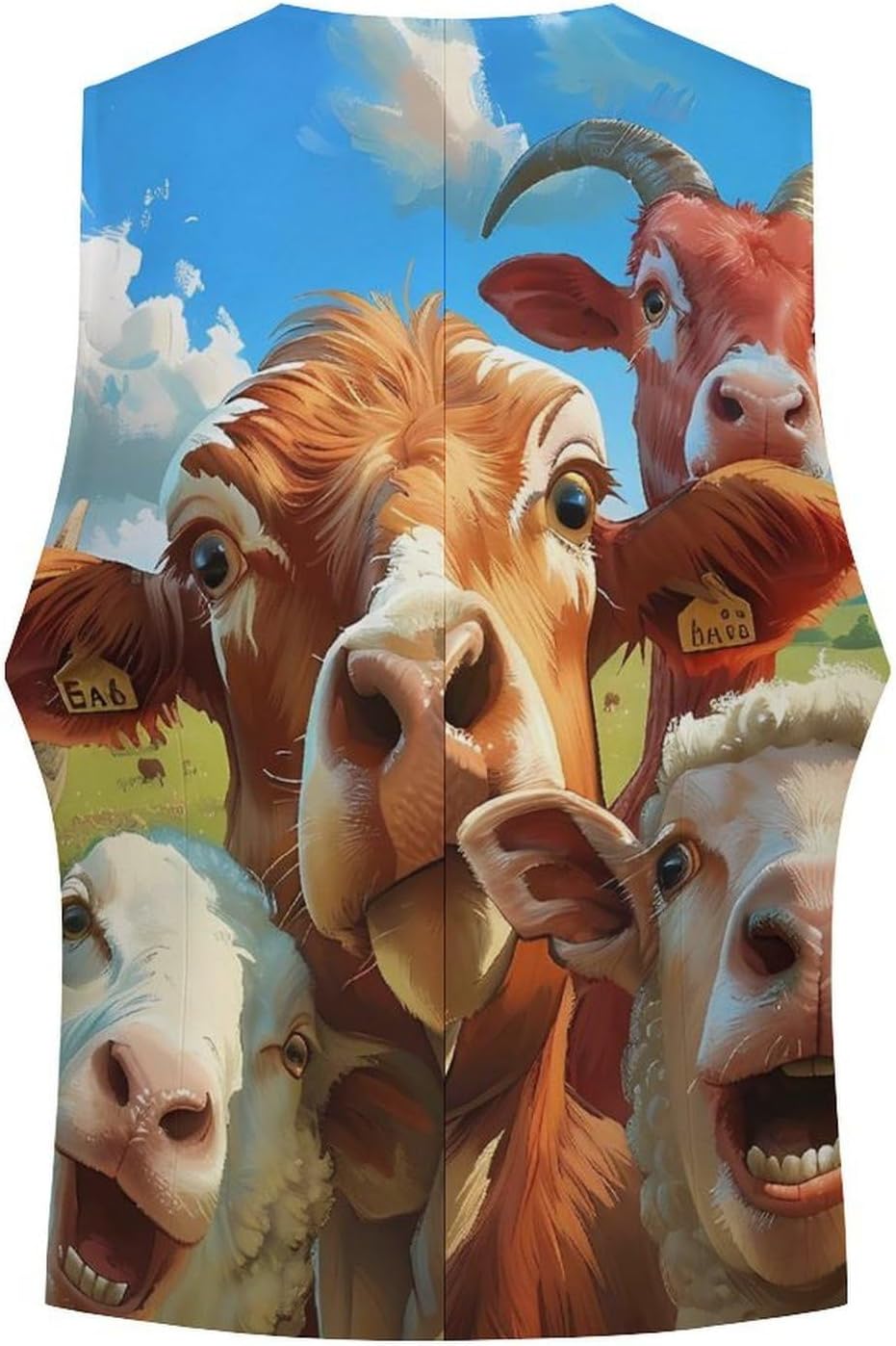 Farmhouse Animals Selfie Picture Novelty Men's Suit Vest Casual Formal Dress Vests Business Waistcoat