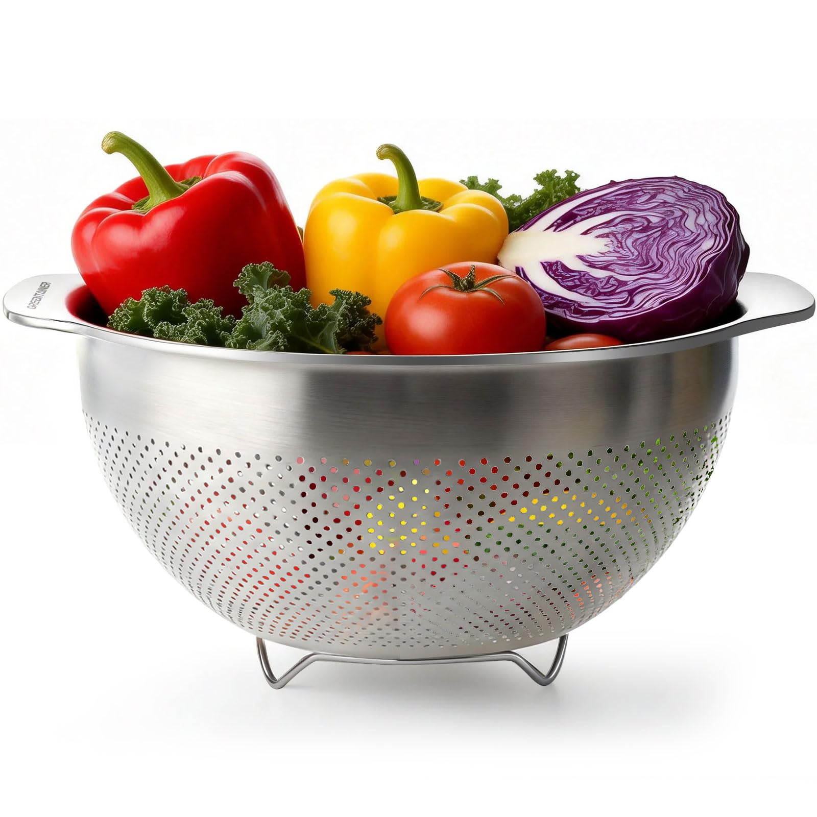 Greentainer Stainless Steel Colander Strainer Bowl -4.75L Advanced Sturdy Base Wide Handle Dishwasher Safe for Drainage & Rinsing/Vegetable/Fruit/Rice,Durable Pasta Strainer & Drain Basket — image 1
