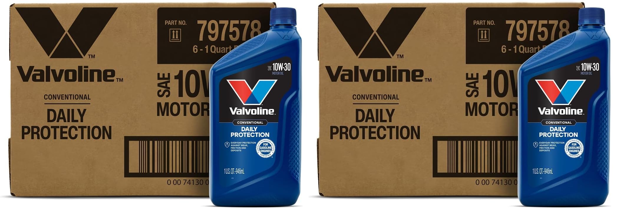 Valvoline Daily Protection 10W-30 Conventional Motor Oil 1 QT, Case of 6 (Pack of 2)